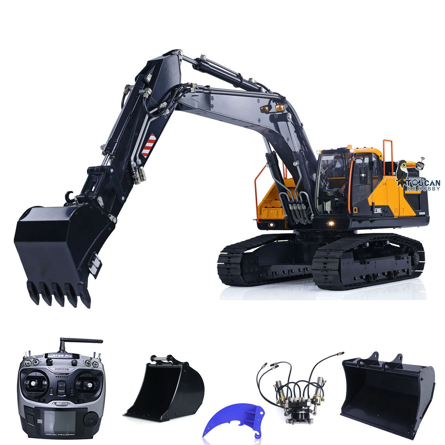 1/14 Scale Metal RC Hydraulic Excavator Toy - EC380 Tracked Electric Wireless Remote Control Digger, Heavy Construction Vehicle Model for Kids & Adults | Perfect for Construction Play, Collecting & STEM Learning