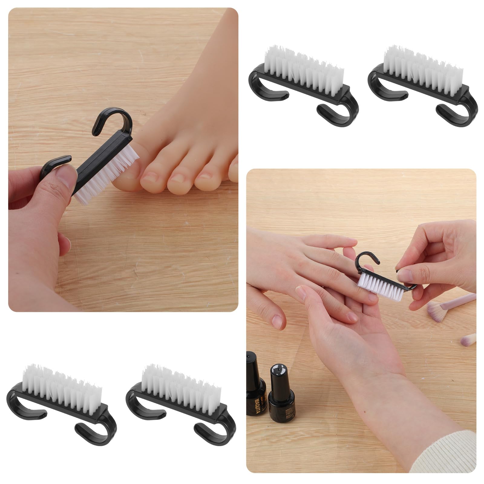 20 PCS Black Nail Cleaning Brush Set - Durable Nylon Handle Grip Scrubber for Toes & Fingernails - Perfect for Home, Salon & Travel Manicure/Pedicure Care