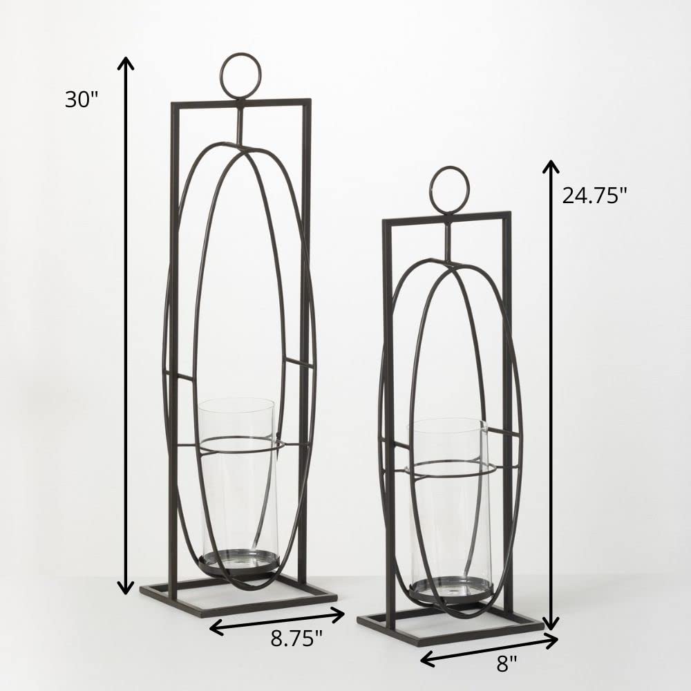 Modern Metal Candleholder Set of 2 - Home Decor for Mantel & Living Room