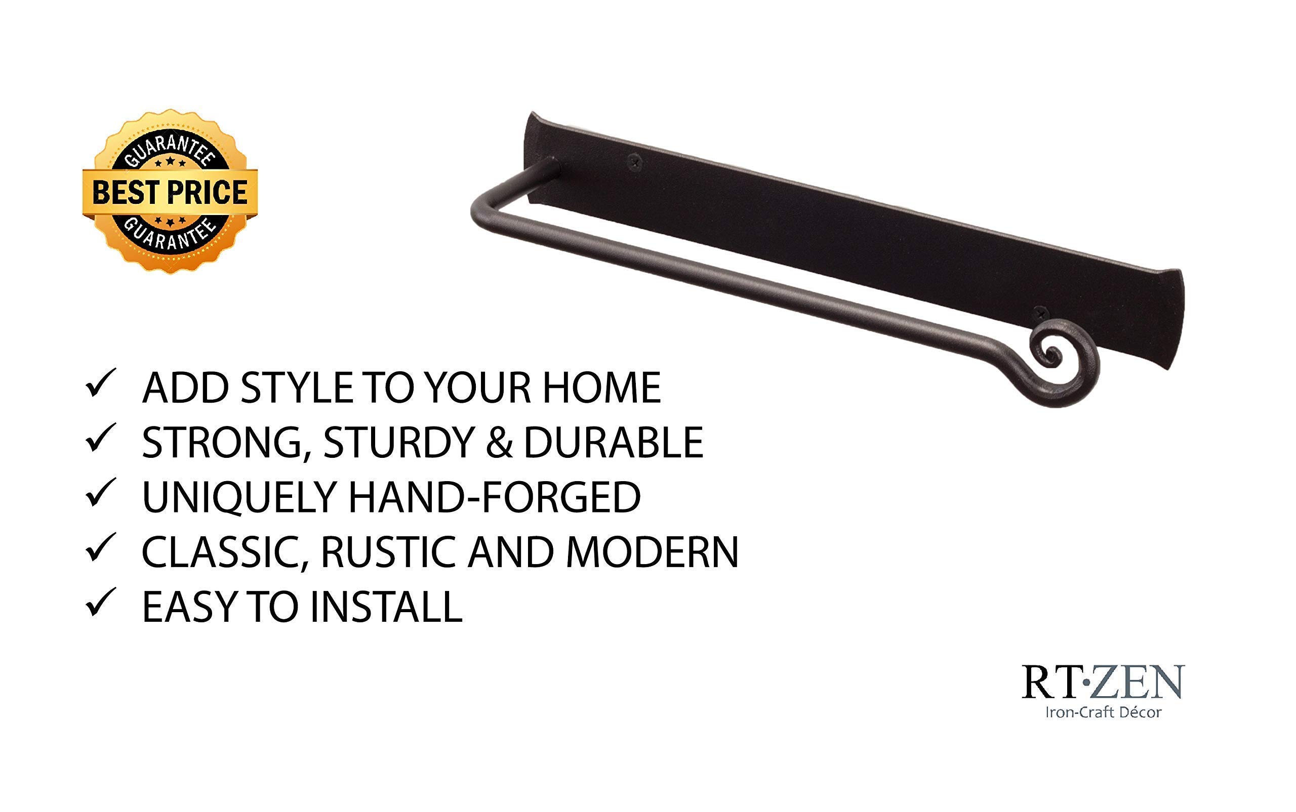 RTZEN Wrought Iron Bathroom Accessories Set - Decorative Hand Towel Bar & Toilet Paper Holder | Rustic Farmhouse Style for Bathroom Decor | Perfect for Home, Apartment, and Guest Bathroom Organization