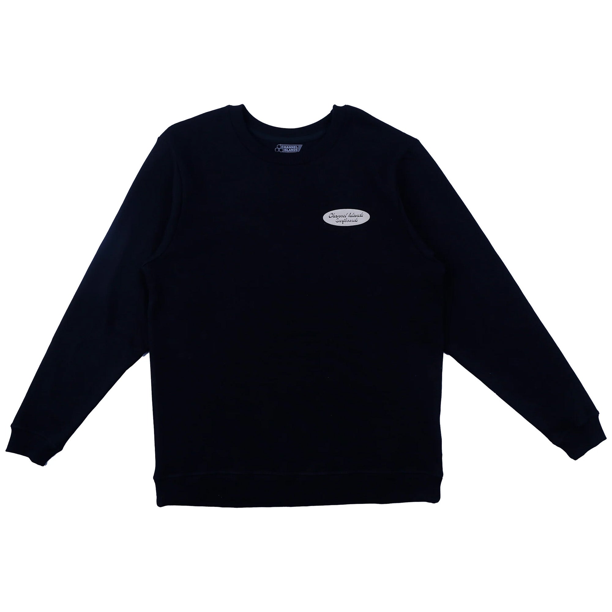 Channel Islands Men's Long Sleeve Crewneck Sweater - Black | Soft Cotton Knit Pullover for Casual Wear & Outdoor Activities