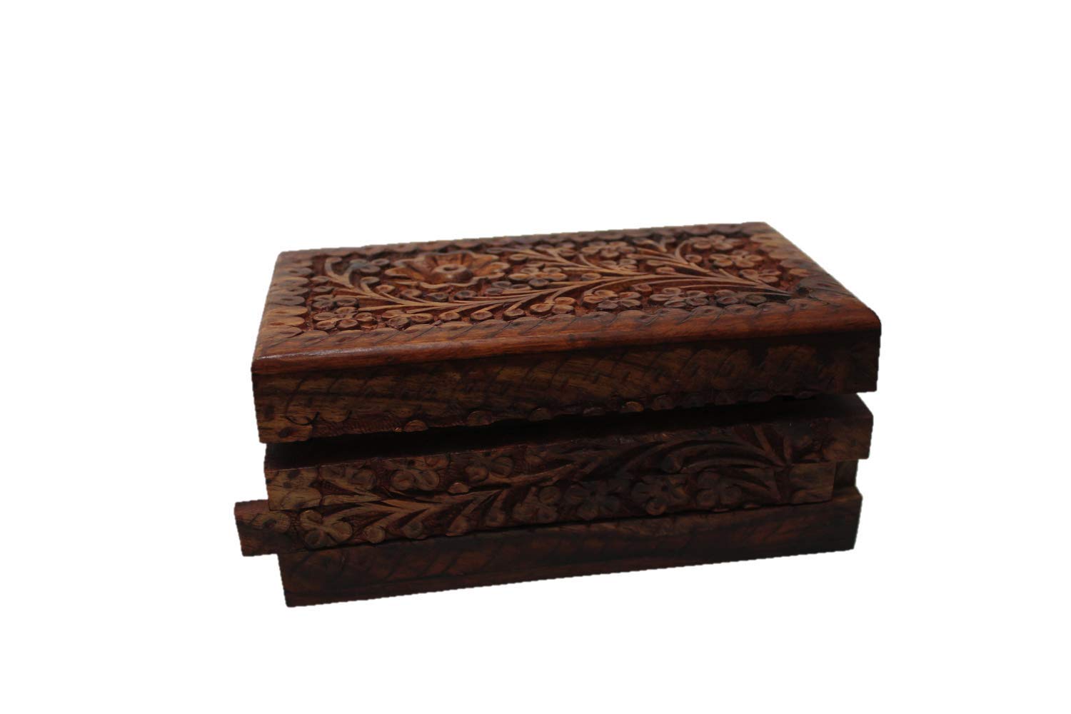 Handcrafted Floral Jewelry Box with Secret Child-Resistant Lock - Elegant Keepsake Organizer for Earrings, Rings & Necklaces - Perfect Holiday Gift for Her - 6