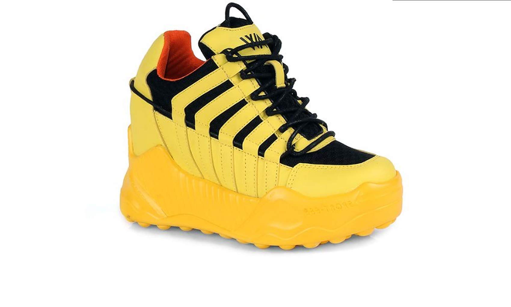 Anthony Wang Women's Chunky Platform Sneakers with Hidden Wedge & Lace-Up Design - Stylish Comfort for Casual Outings, Work & Everyday Wear