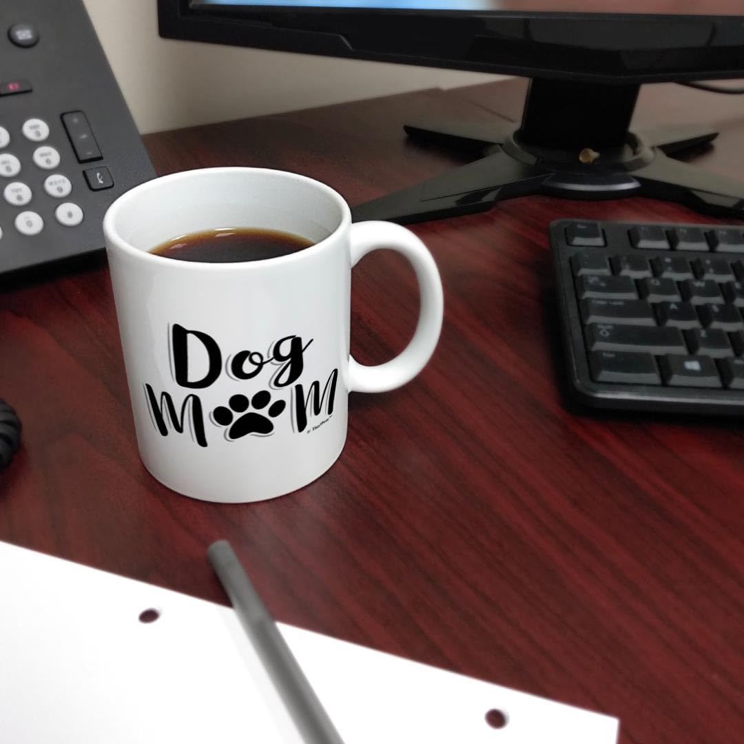 ThisWear 11oz Ceramic Coffee Mug for Dog Moms - Perfect Gift for Crazy Dog Ladies & Pet Lovers - Handle Included - Great for Coffee, Tea or Hot Chocolate at Home or Office