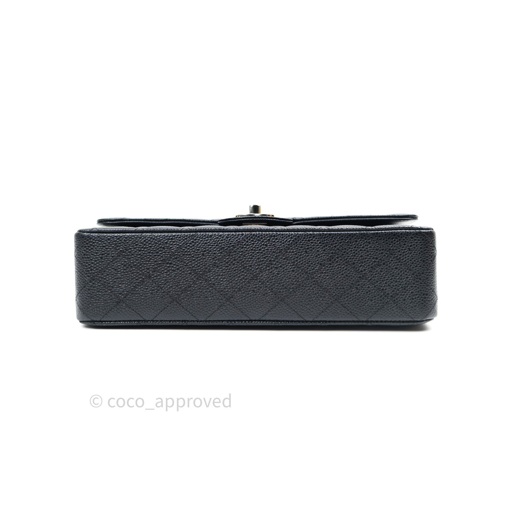 Chanel Classic Double Flap M/L Black Caviar Leather Bag with Silver Hardware - Luxury Designer Handbag for Women, Perfect for Work, Evening Events & Special Occasions