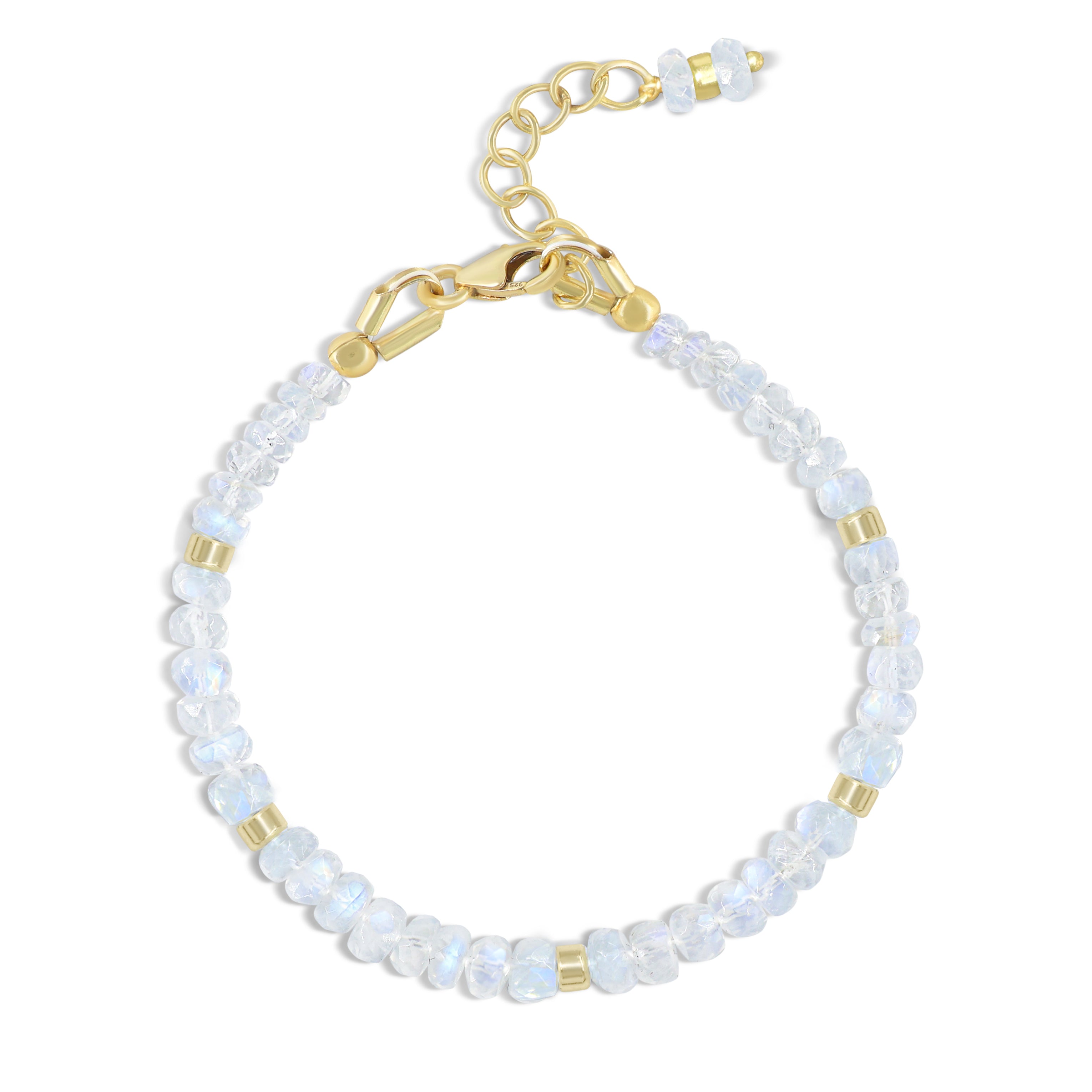 Natural Moonstone Beaded Bracelet with Rondelle Spacer Beads - Elegant Handmade Jewelry for Women, Perfect for Boho Style & Everyday Wear