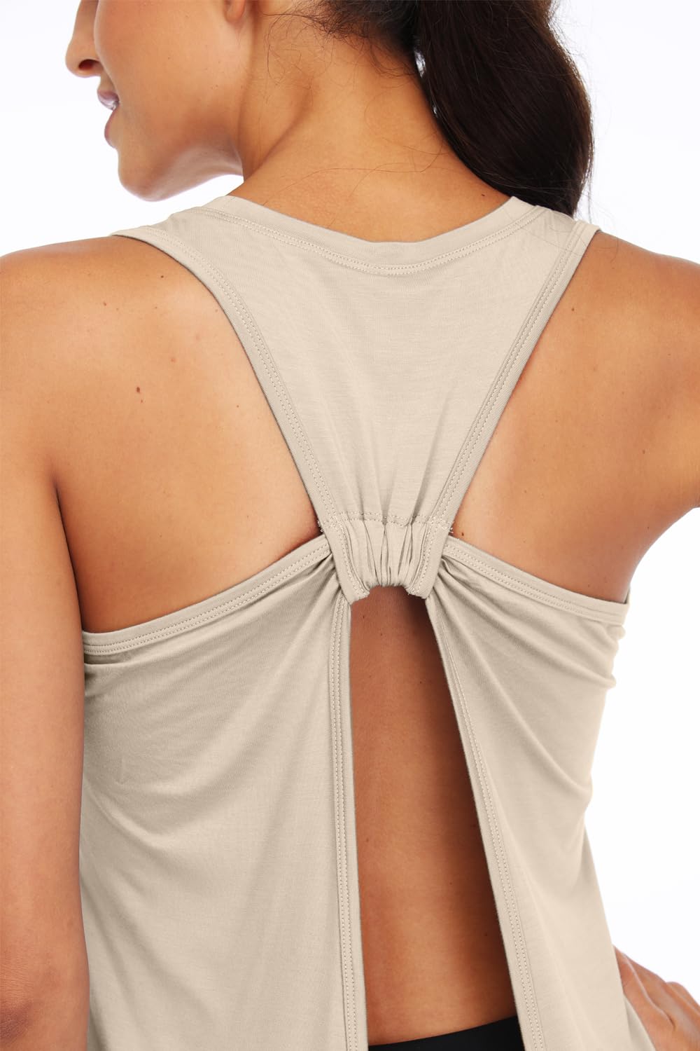 Sanutch Women's Open Back Workout Top - Breathable Backless Yoga Shirt with Tie Back Design for Gym, Yoga & Fitness - Perfect for Hot Yoga, Running & Summer Workouts