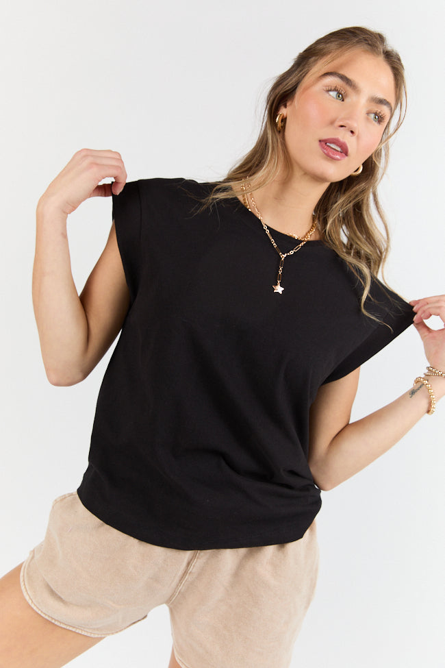 Classic Black Cap Sleeve Knit T-Shirt for Women - Soft Cotton Casual Tee for Everyday Wear | Perfect for Layering, Work, and Weekend Outfits