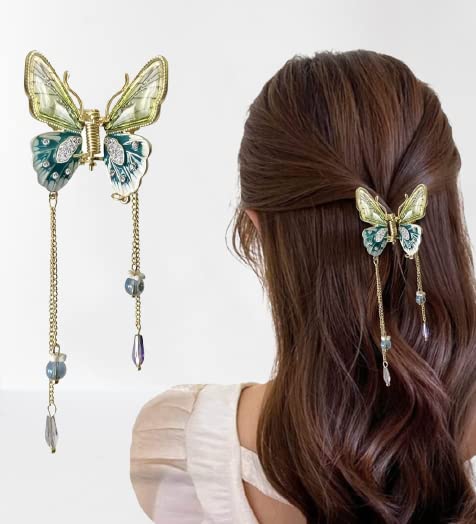 Elegant Diamond Butterfly Hair Clip for Women - Pearl & Stone Hair Accessories for Girls, Wedding, Party & Everyday Use - Metal Hair Clutcher & Claw Clip (1 Pc)