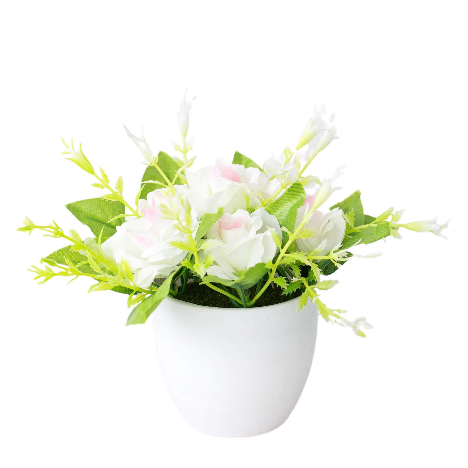 Grey990 Artificial Rose Flower Bouquet - Realistic Plastic Table Decor, Fake Potted Plants for Office & Home - Perfect for Desk Decor, Wedding Centerpieces, and Indoor Greenery