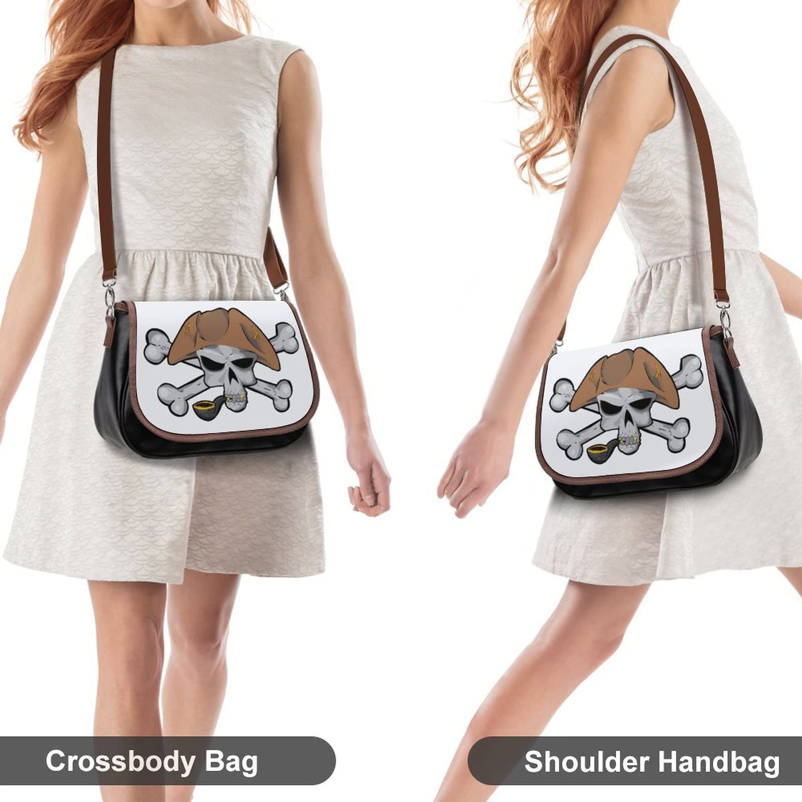Trendy Printed Crossbody Bags for Women - Fashion Leather Shoulder Satchel Hobo Purse with Skeleton Smoking Design | Perfect for City Travel, Shopping & Casual Outings