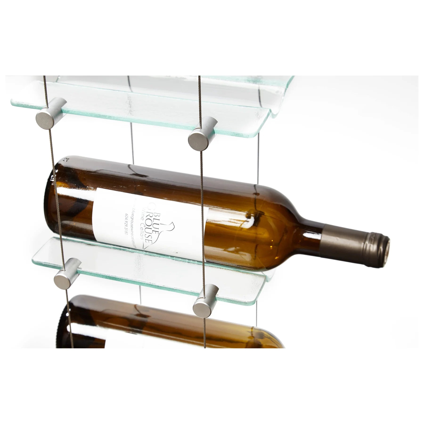 Blue Grouse 6 Bottle Floating Cable Wine Rack Display Kit - Modern Wine Storage Solution for Home Bars, Restaurants, and Wine Cellars