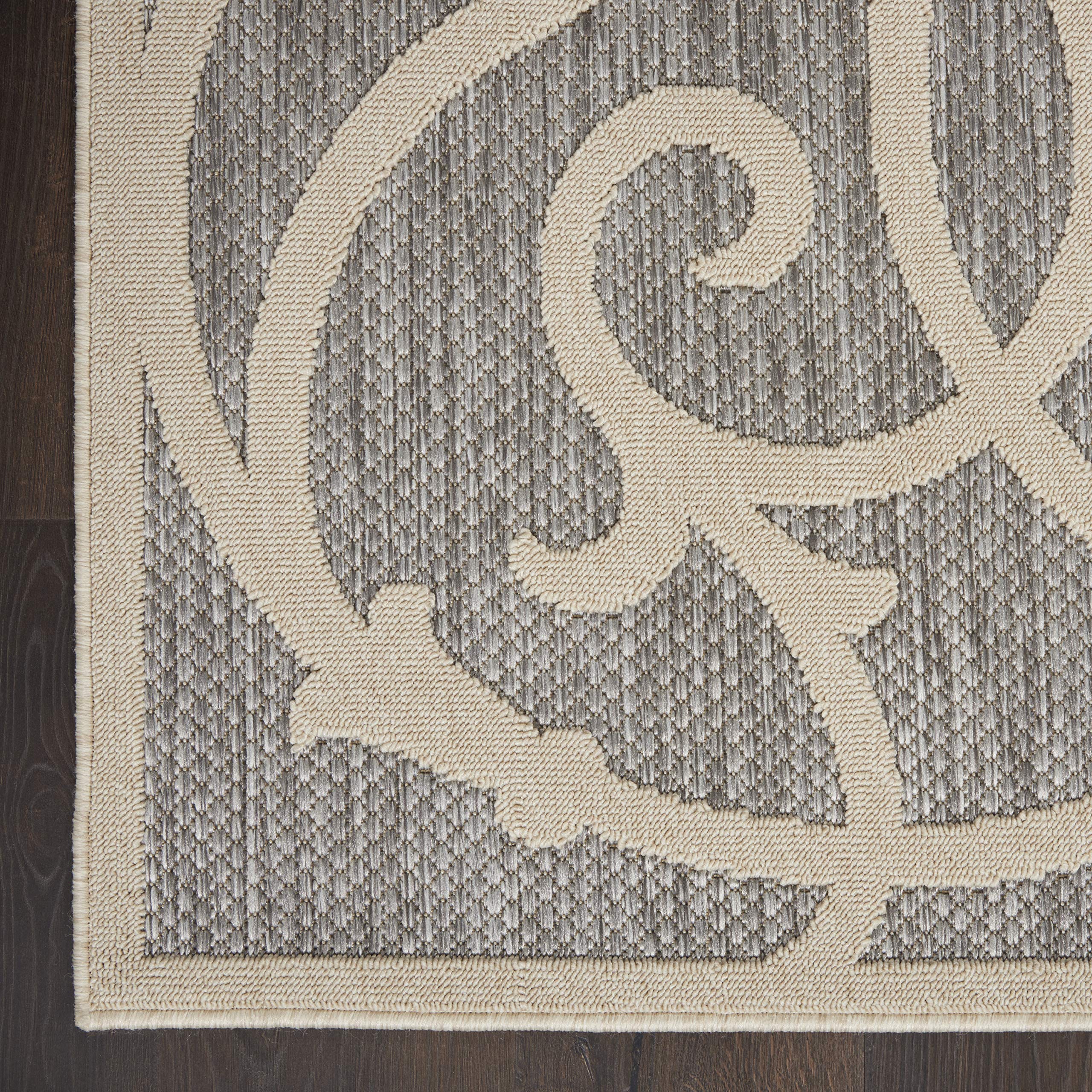 Nourison Palamos Indoor/Outdoor 6' x 9' Area Rug - Soft Grey, Easy to Clean, Non-Shedding | Perfect for Bedroom, Living Room, Dining Room, Backyard, Deck & Patio (6x9) - Adds Comfort & Style to Any Space