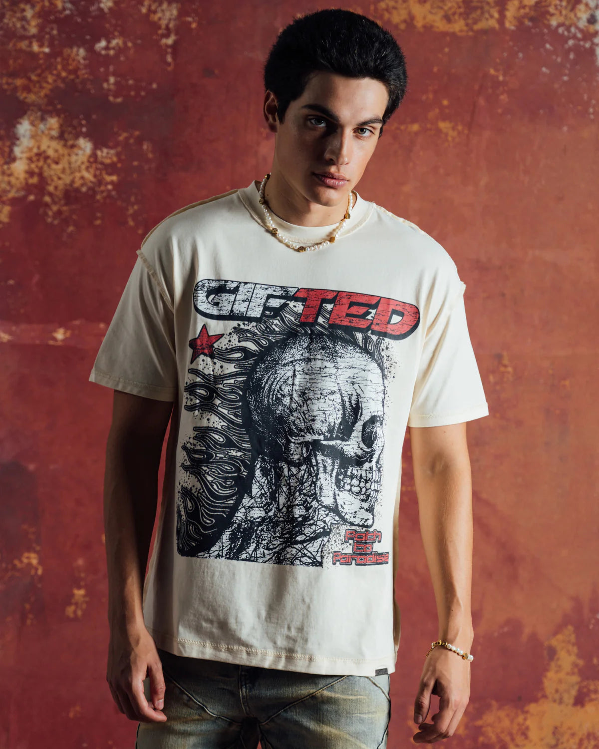 Gftd LA ASHES TEE in Bone Color - Trendy Streetwear T-Shirt for Men & Women | Perfect for Casual Outfits, Music Festivals, and Urban Fashion