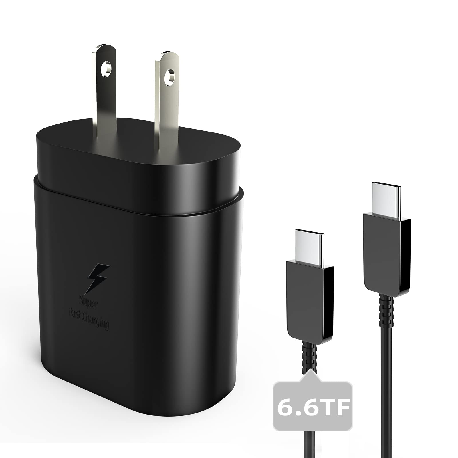 Fast Charging USB C Charger 25W PD Power Adapter with 6.6FT Super Type C Cable - Compatible with Samsung Galaxy S21/S20/S10/Note, LG & Android Phones - Perfect for Home, Office & Travel Charging