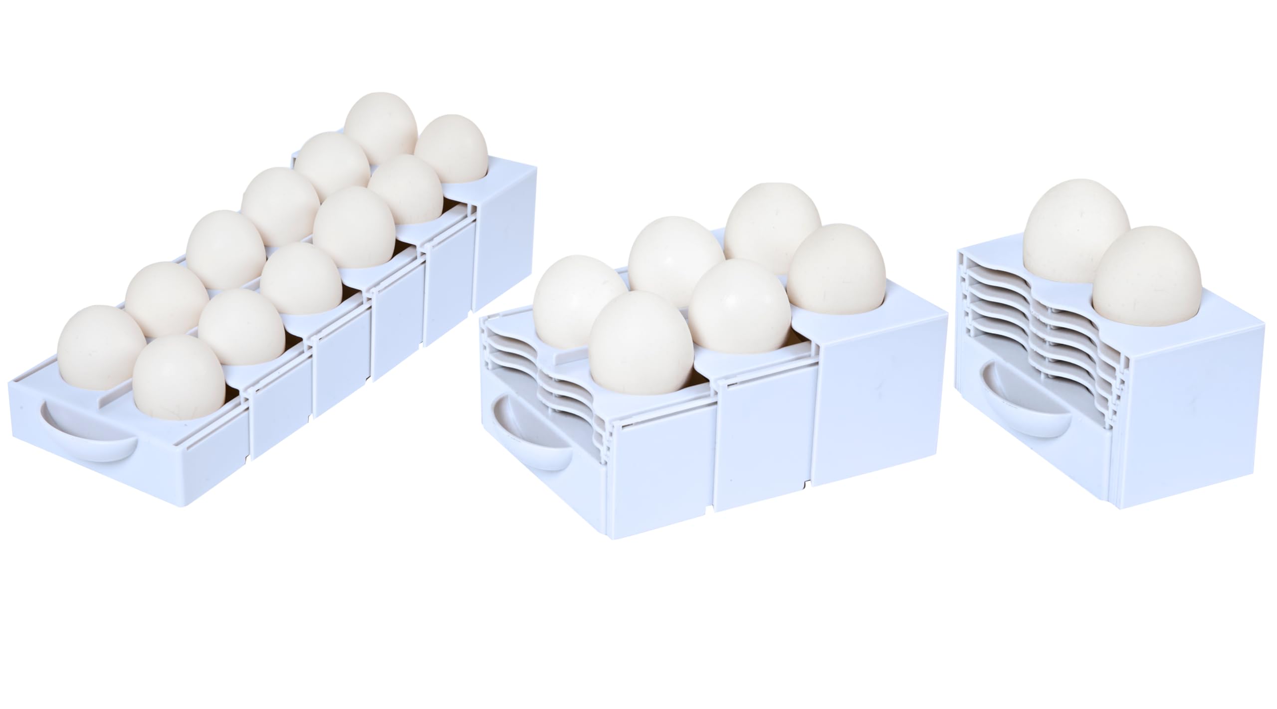 Adjustable & Collapsible Egg Organizer for Refrigerator - Expandable Egg Tray Holder, Space Saving Fridge Storage Solution (White) - Perfect for Kitchen Organization & Fresh Egg Storage