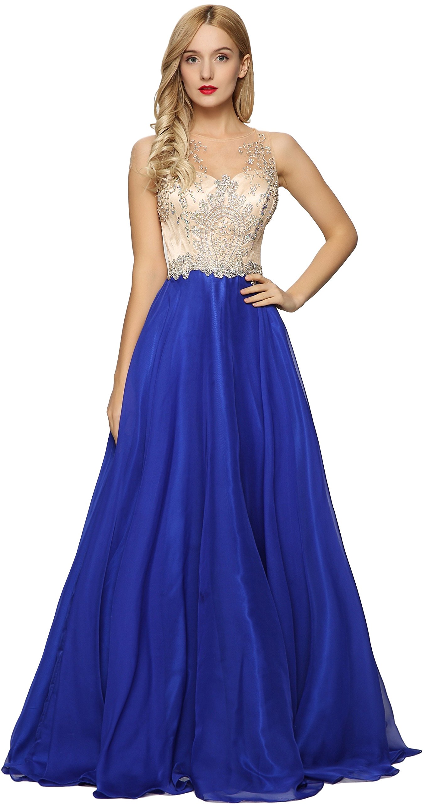 Elegant Meier Women's Sheer Beaded Illusion Prom Gowns - Sexy Homecoming Party Dresses for Formal Events & Special Occasions