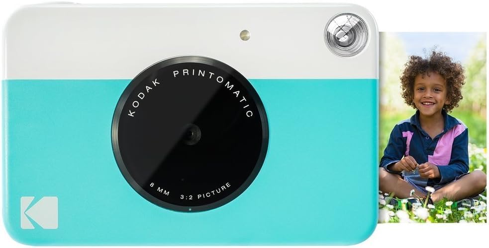 KODAK Printomatic Instant Camera (Blue) with 20 Zink Photo Papers, Scrapbook, Markers, Stickers, Scissors & Washi Tape - Perfect for DIY Crafts, Memory Keeping & Creative Gift Giving