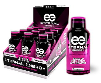 Eternal Energy Shot - Pomegranate Flavor with 25 Vitamins, Minerals, Amino Acids & Antioxidants | Sugar-Free | Boost Energy & Focus for Workouts, Study & Busy Days