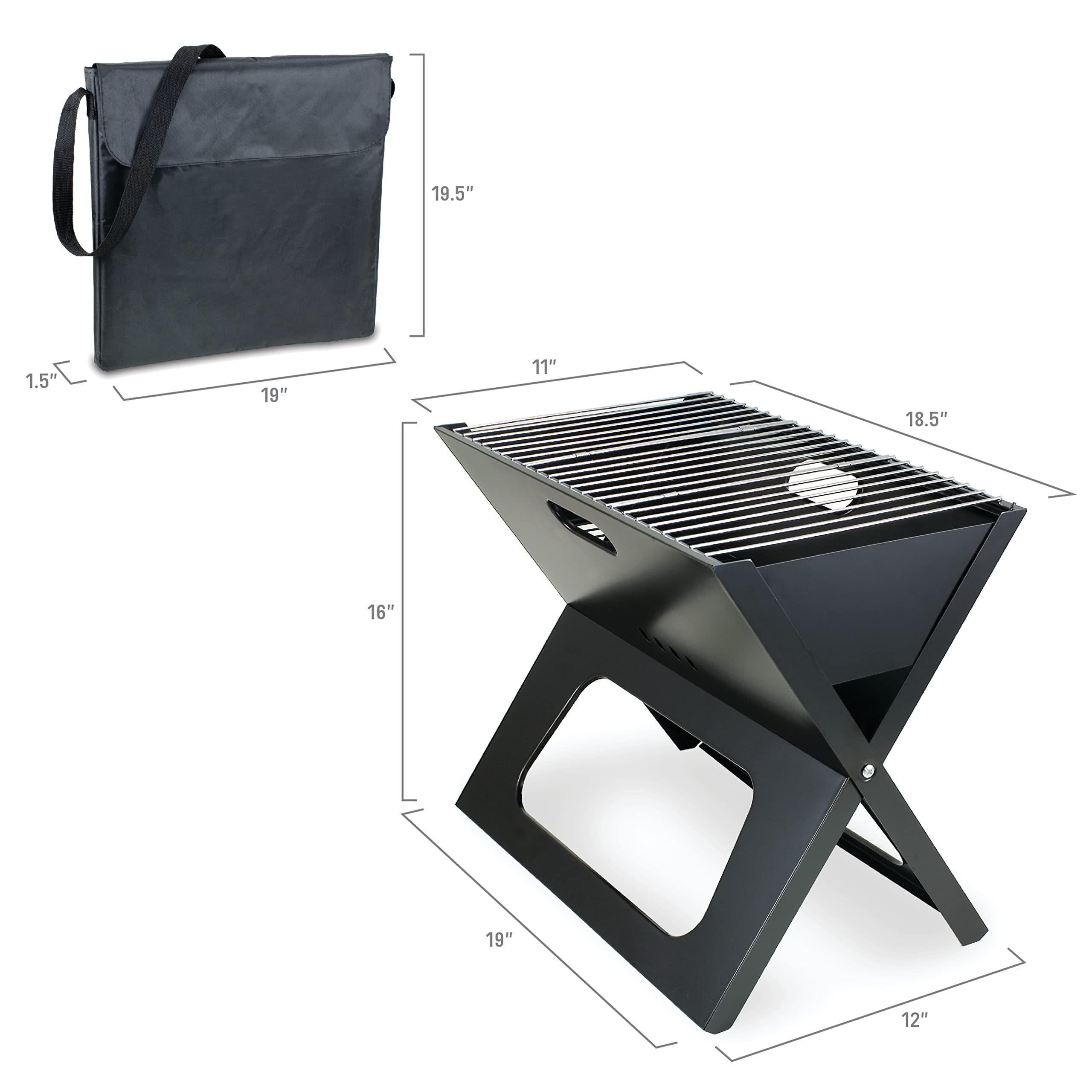 PICNIC TIME NCAA Appalachian State Mountaineers X-Grill Portable Charcoal Grill - Compact Camping Grill for Tailgating, Backyard BBQ & Outdoor Cooking Adventures