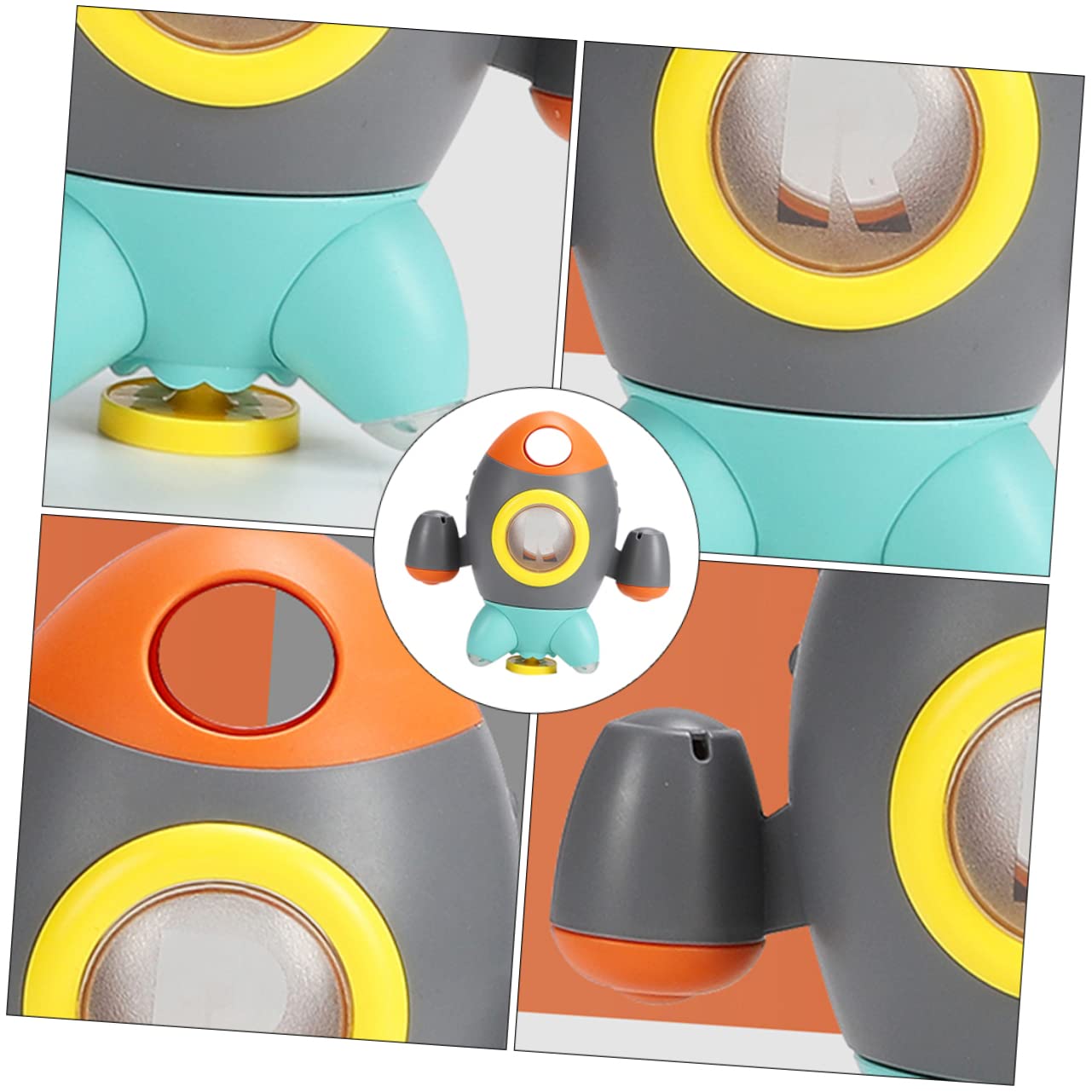 3 Pcs Rocket Fountain Bath Toys for Kids - Rotating Water Sprinkler, ABS Grey Bathtub Toys for Toddlers & Children | Fun Bath Time Play, Outdoor Water Games, Pool Party Activities