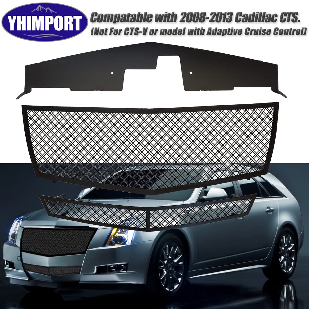 2008-2013 Cadillac CTS & 2011-2013 CTS Coupe Black Stainless Steel Double Wire Mesh Grille Insert - Direct Fit Replacement Part for Enhanced Front End Style & Protection (Perfect for Car Enthusiasts & Custom Upgrades)