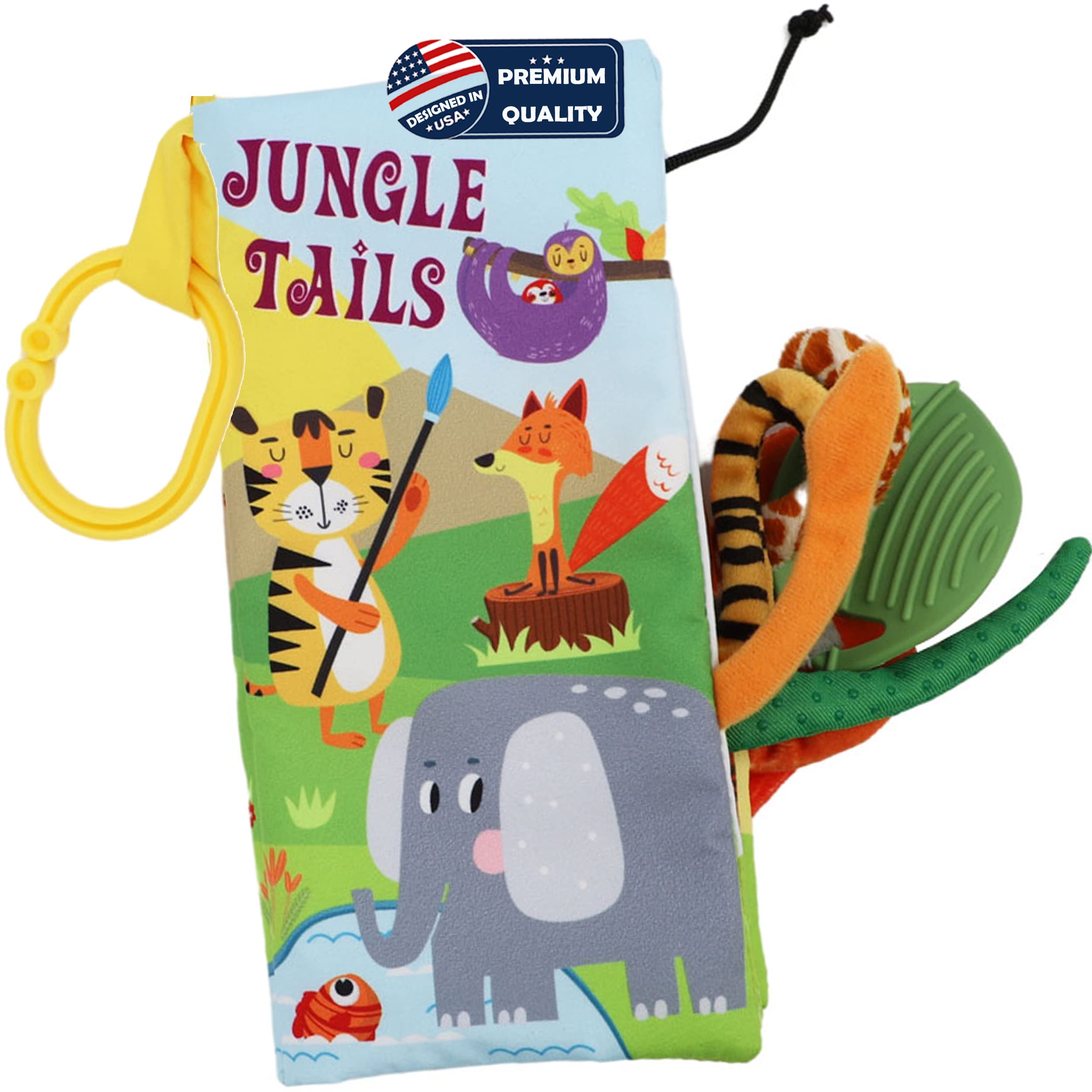 Bebe Mondo Jungle Baby Stroller Toys & Touch and Feel Crinkle Cloth Books for Newborns 0-18 Months - Interactive Sensory Infant Toys, Shower Gifts for Boys and Girls | Perfect for Stroller Playtime, Tummy Time & Early Learning Development