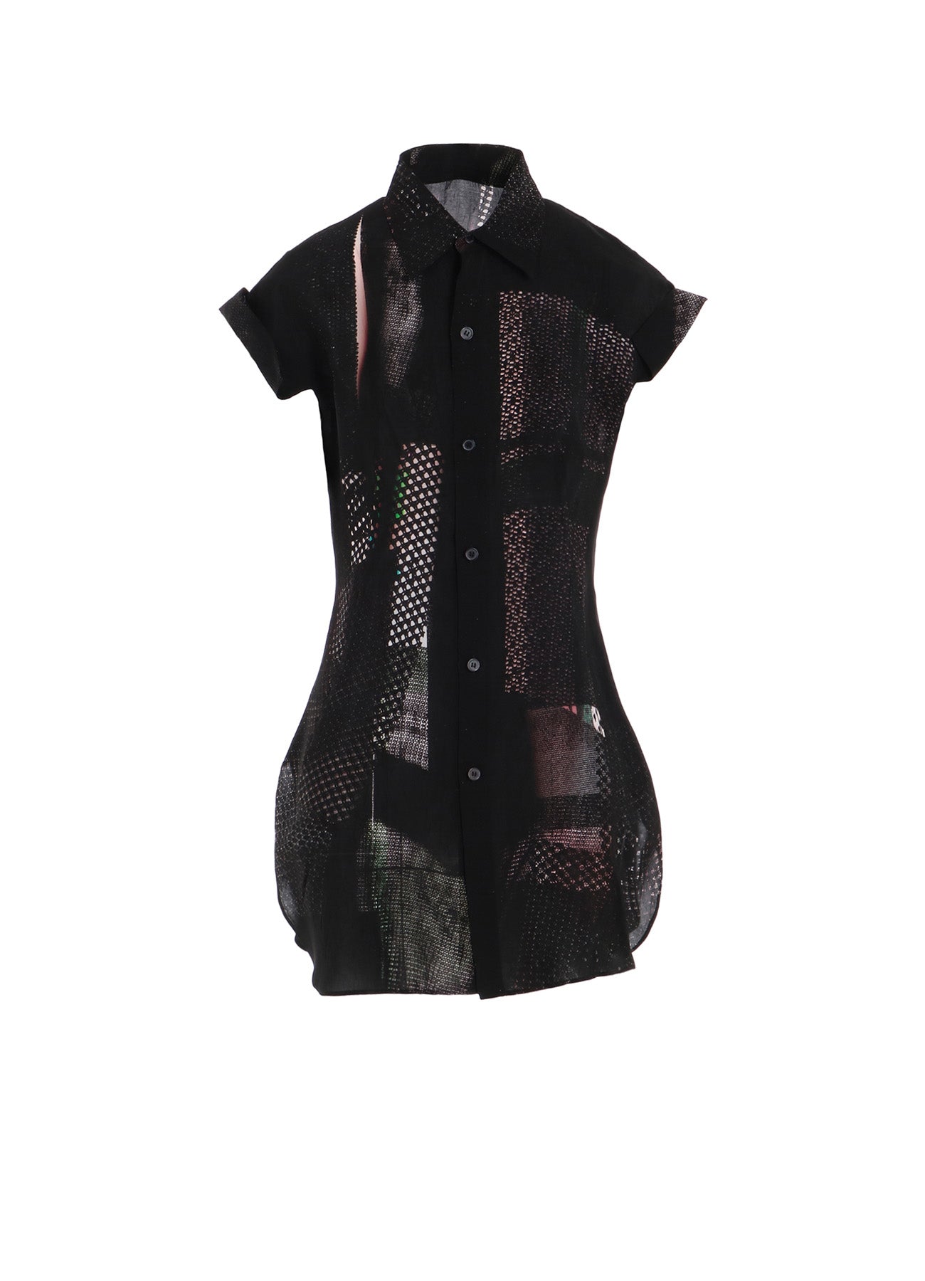 CU/LAWN Dark Neon Print Turn Up Shirt - Stylish Party & Night Out Fashion for Women - Perfect for Clubbing, Concerts & Summer Events