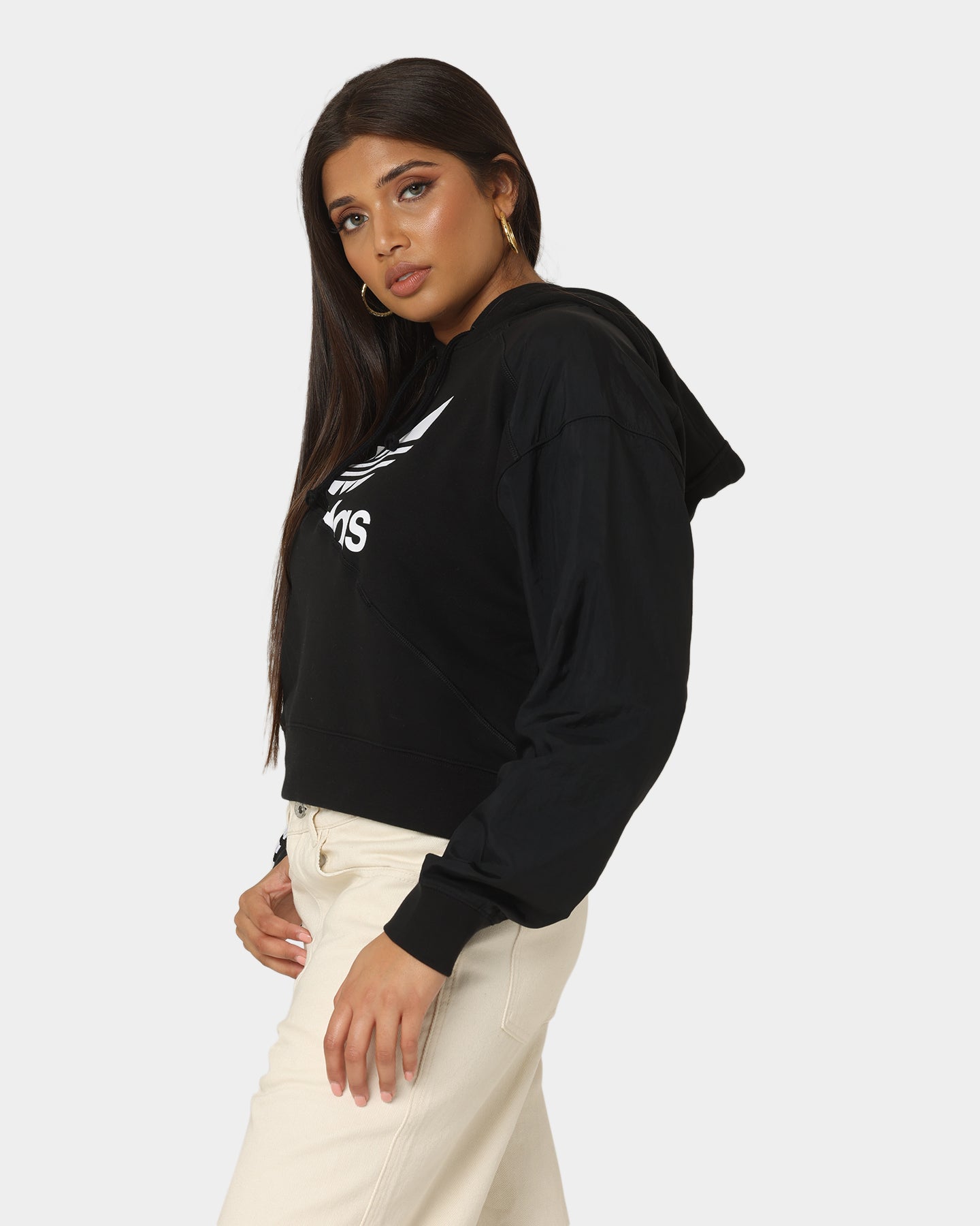 Adidas Women's Adicolor Split Trefoil Hoodie - Black | Casual Pullover Sweatshirt for Gym, Running & Streetwear Fashion