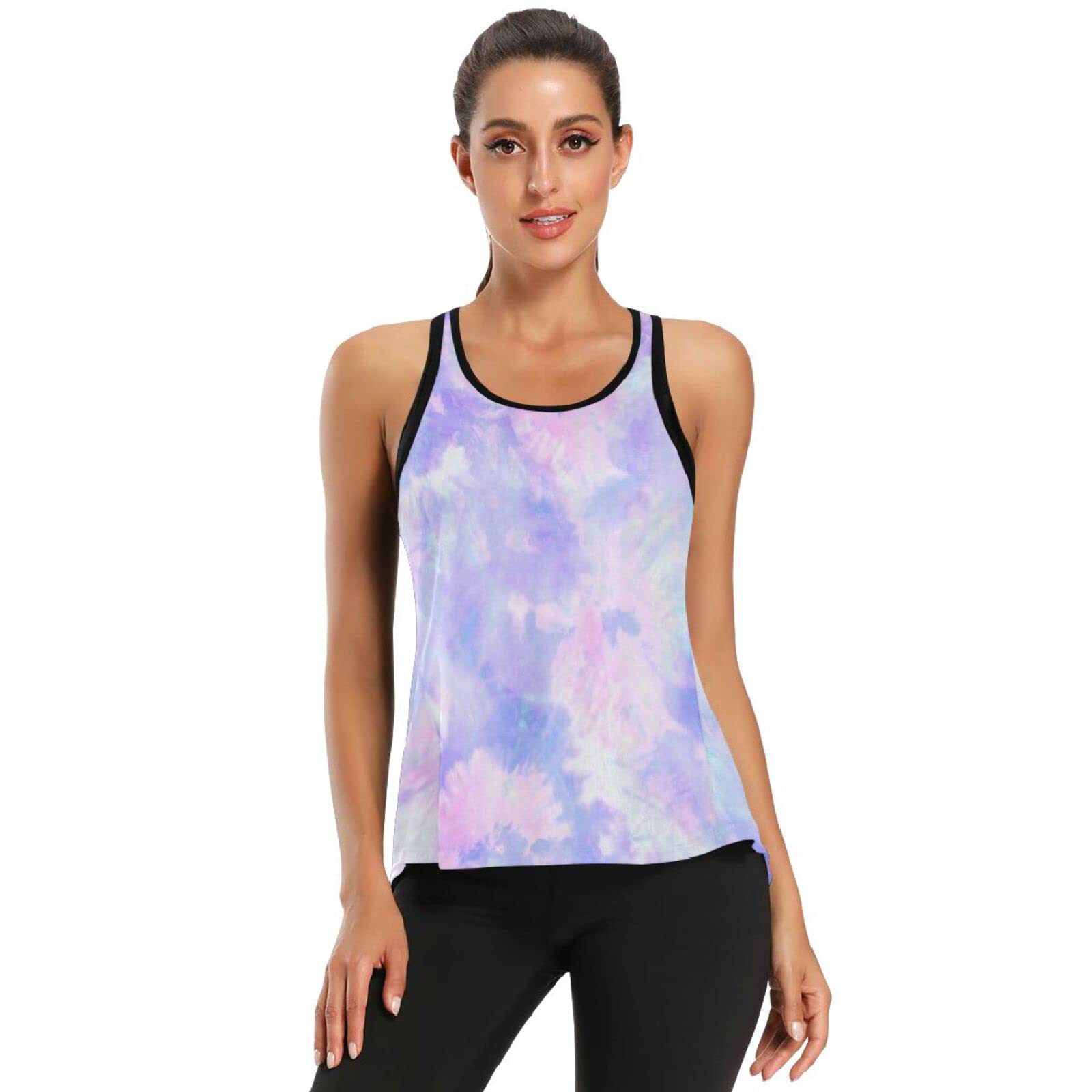 Vibrant Tie Dye Yoga Tank Top for Women - Breathable Open Back Workout Shirt for Gym, Running & Yoga | Perfect for Fitness, Beach & Summer Activities