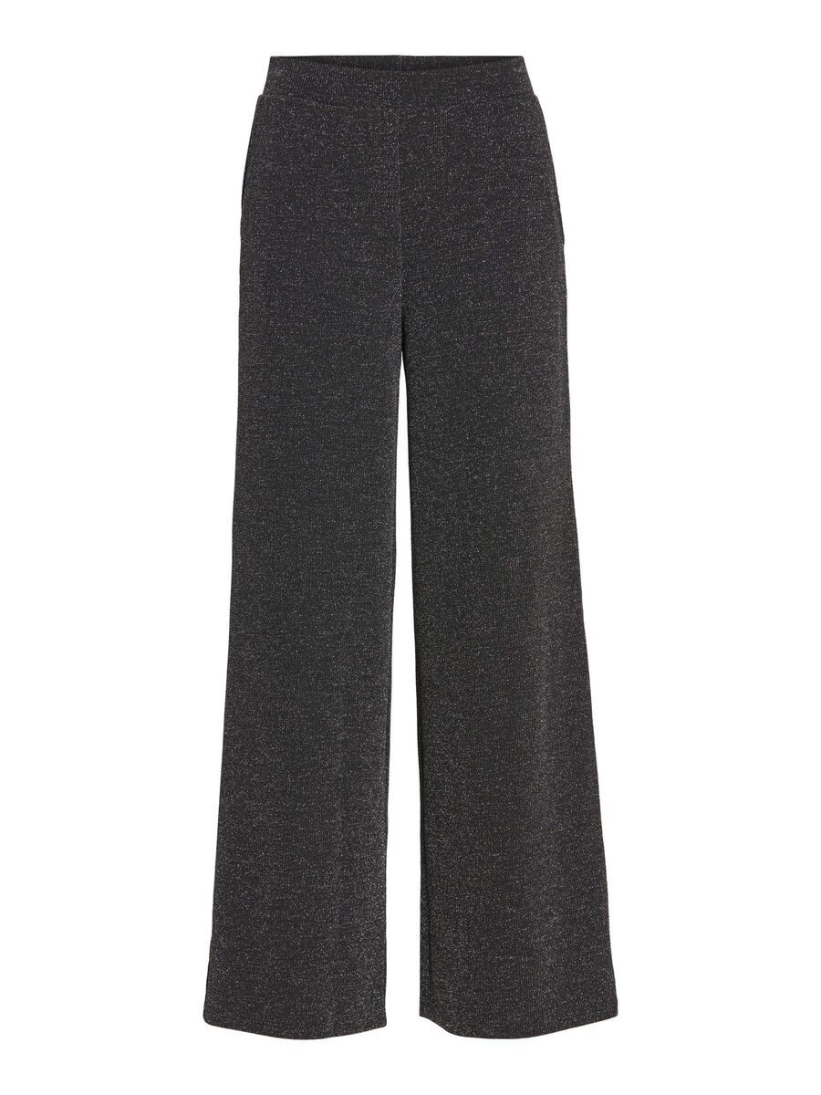 Leina Women's High Waist Wide Leg Pants - Black & Silver Colors | Comfortable Stretchy Lounge Pants for Work, Yoga & Casual Wear