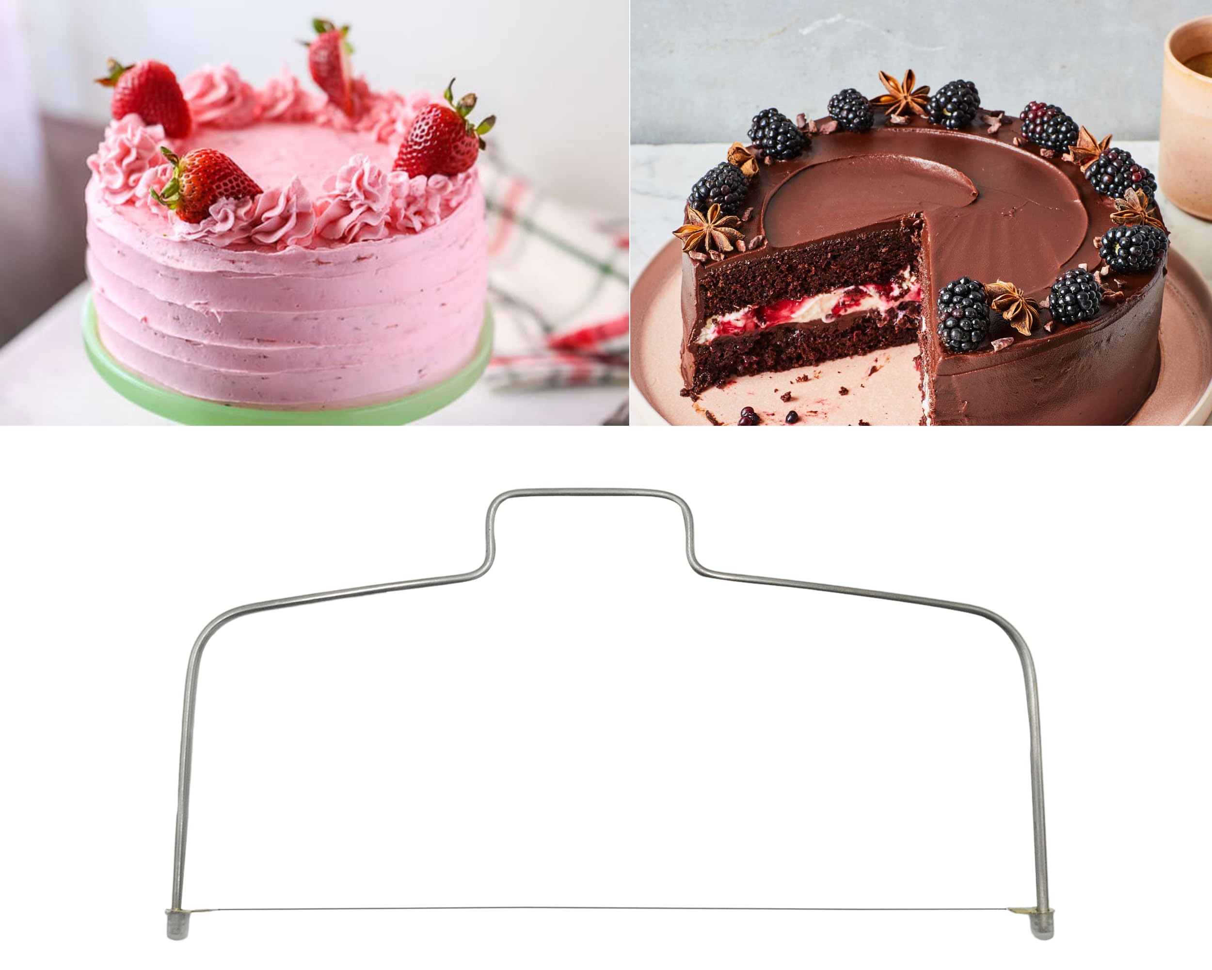 Professional Stainless Steel Cake Slicer & Wire Cutter - Heavy Duty Cake Knife for Soft & Hard Cakes - Extra Wire Included - Perfect for Birthday, Wedding, and Bakery Cake Cutting