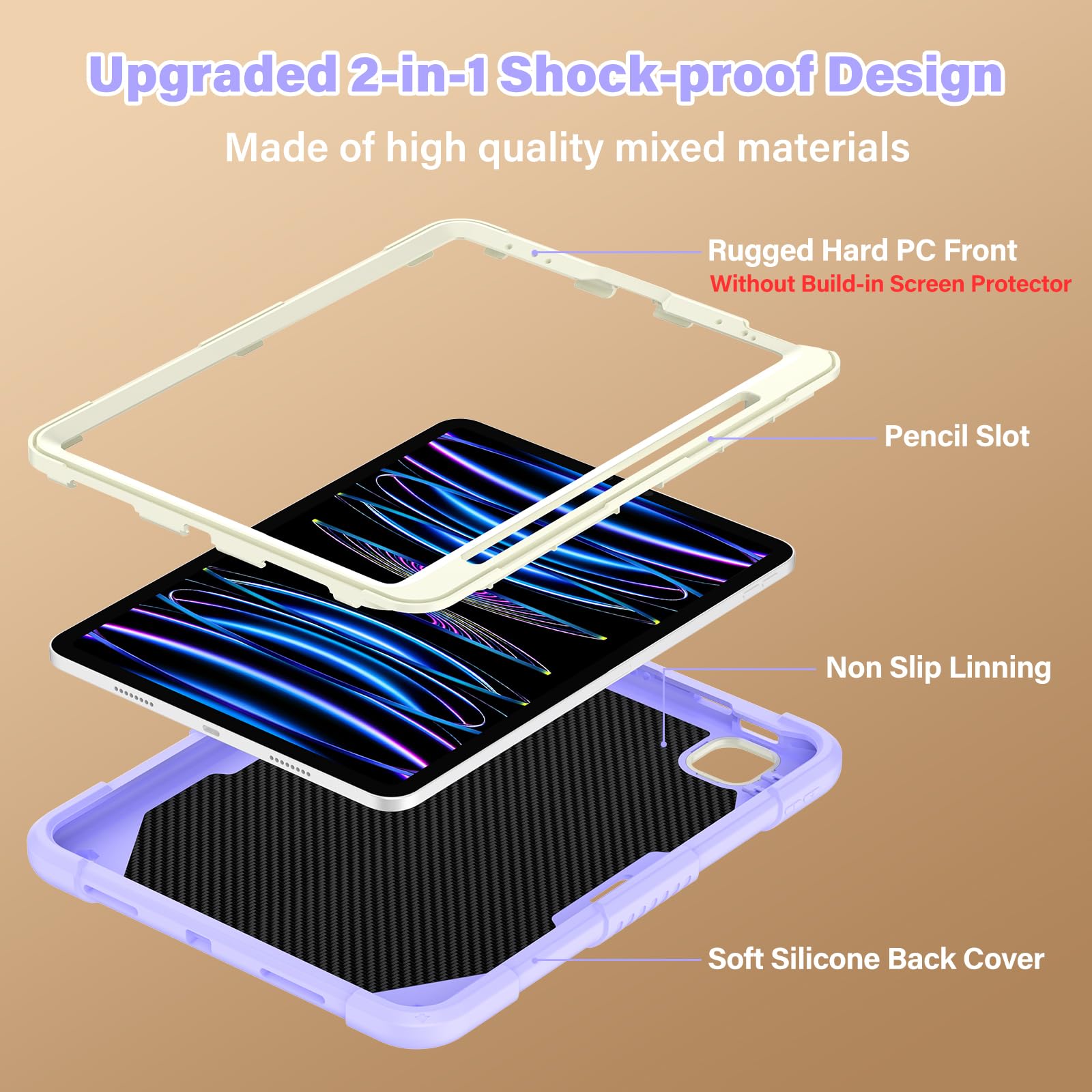 iPad Pro 11 Inch Case for Kids with Pencil Holder - Compatible with iPad Air 5th/4th Gen 10.9