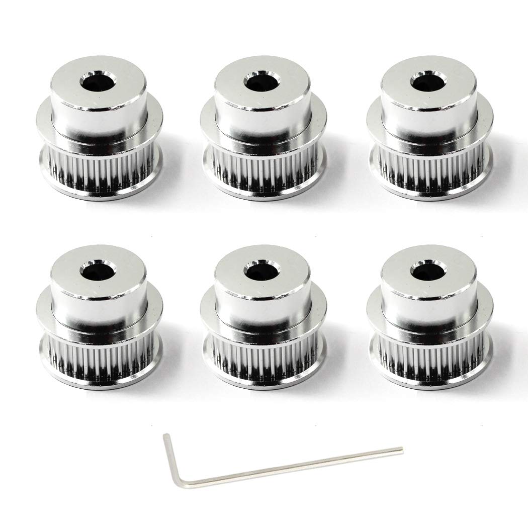 30 Teeth Timing Belt Pulley 8mm Bore for 3D Printer & CNC Machine - 6mm Width Belt (6-Pack with Wrench) - Perfect for DIY 3D Printing, CNC Routing & Robotics Projects