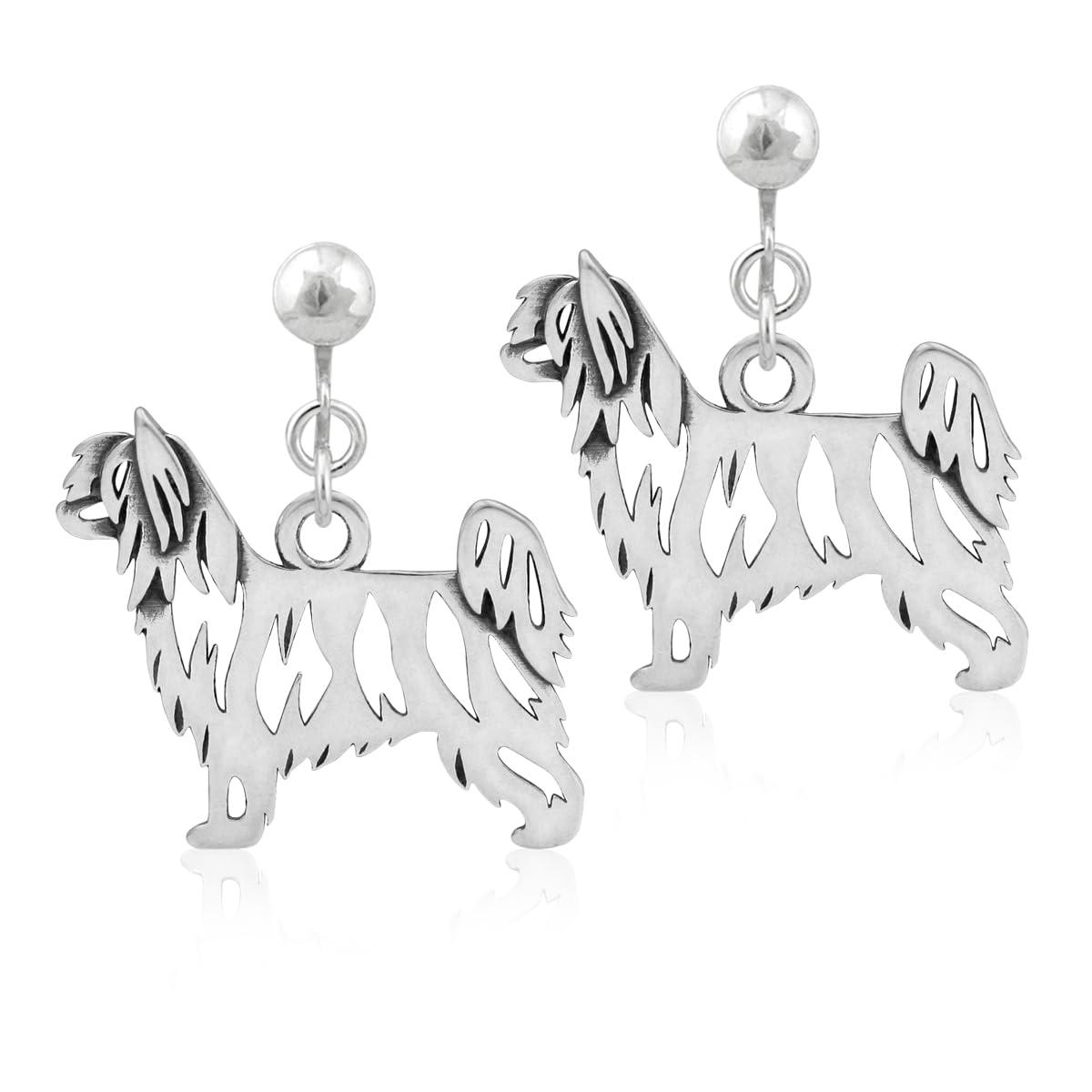 Sterling Silver Chinese Crested Dog Earrings - Handmade Powder Puff Design Jewelry for Dog Lovers | Perfect Gift for Pet Owners & Dog Show Enthusiasts