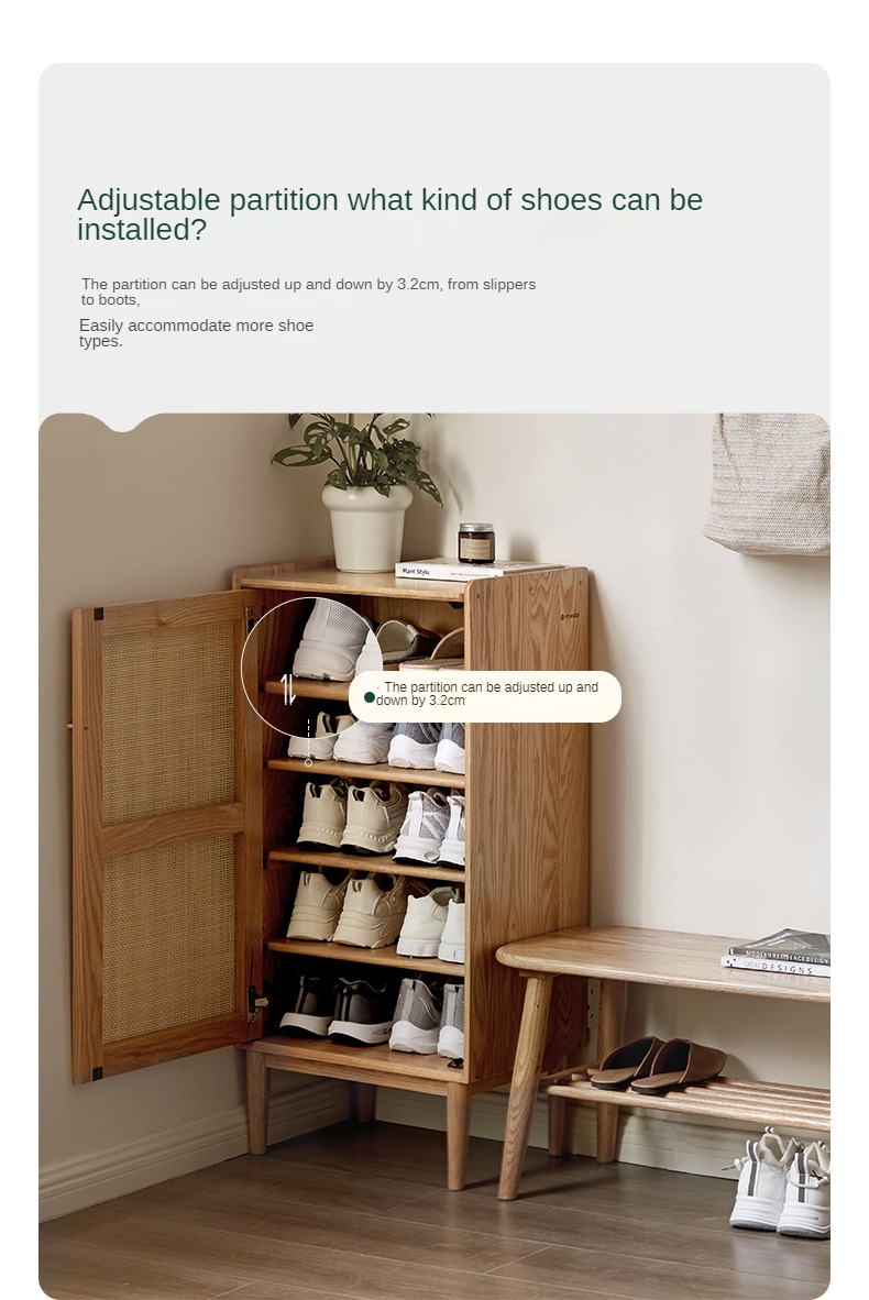 Solid Oak & Black Walnut Shoe Cabinet - Rustic Wood Entryway Storage Organizer for Hallway, Mudroom, or Foyer - Perfect for Small Spaces & Home Organization