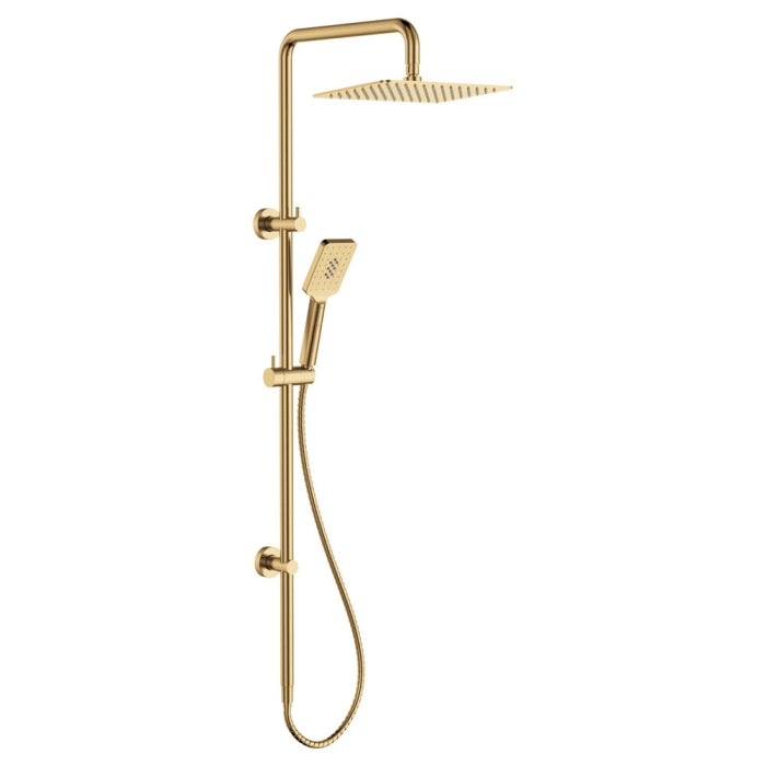Fienza Tono Twin Shower Head in Urban Brass Finish - High Pressure Rainfall Showerhead with Adjustable Spray Settings for Bathroom & Spa Experience