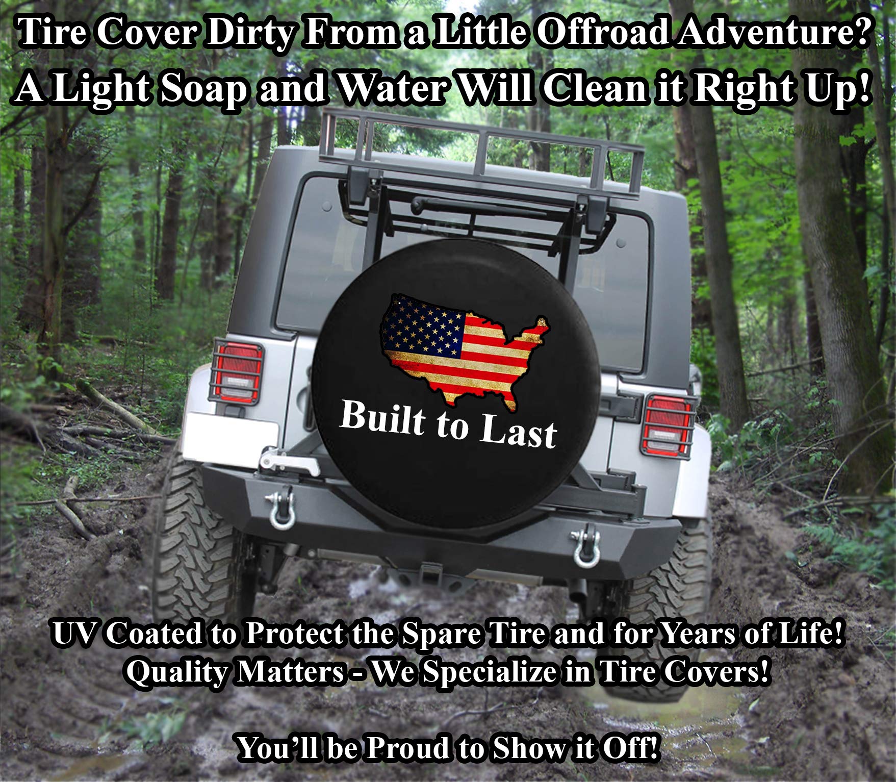 31 Inch Black Tire Cover with American Bald Eagle & US Coast Guard Design - Durable Life Preserver for Boats, RVs, and Off-Road Adventures