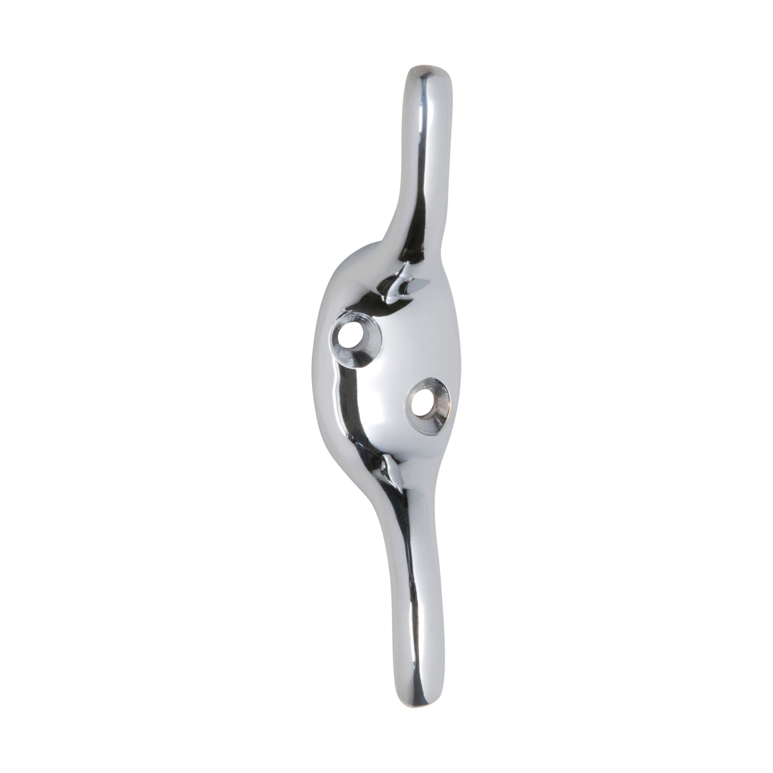3973 Chrome Plated Cleat Hook 75mm x 20mm - Heavy Duty Wall Hooks for Hanging Coats, Hats, Bags in Garage, Entryway & Closet Organization