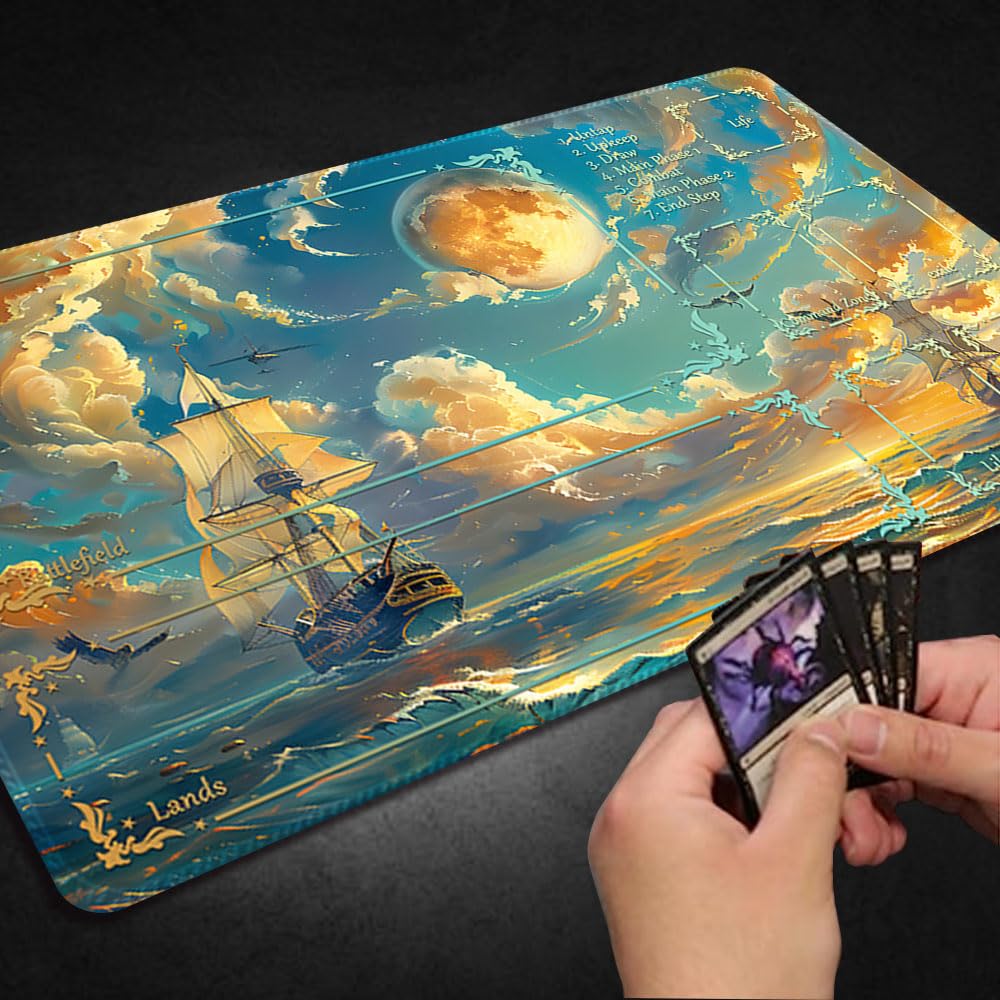 Premium MTG Playmat with Zone Markings & Non-Slip Edges - Waterproof Storage Bag Included - Perfect for Magic: The Gathering, Yu-Gi-Oh! and TCG Tournaments - Ideal for Game Nights, Card Shops & Competitive Play