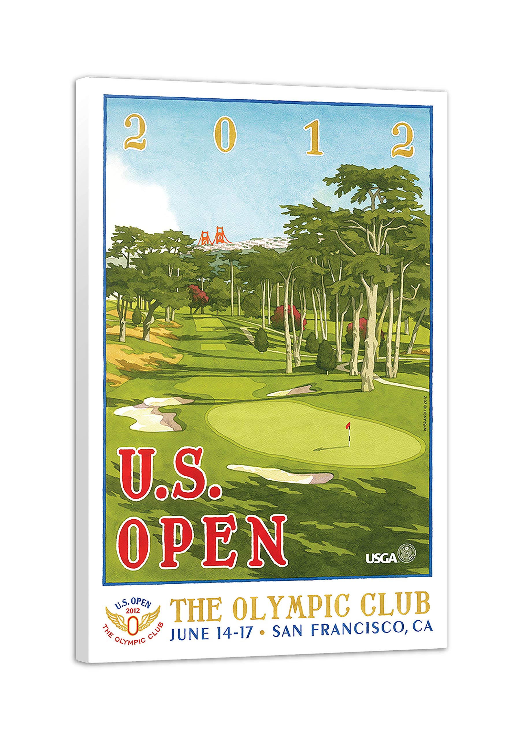 Lee Wybranski Official Golf Art - 2012 U.S. Open Championship at Olympic Club - 20x30 Inch Framed Canvas Print - Perfect Golf Gift for Men - Home & Office Wall Decor