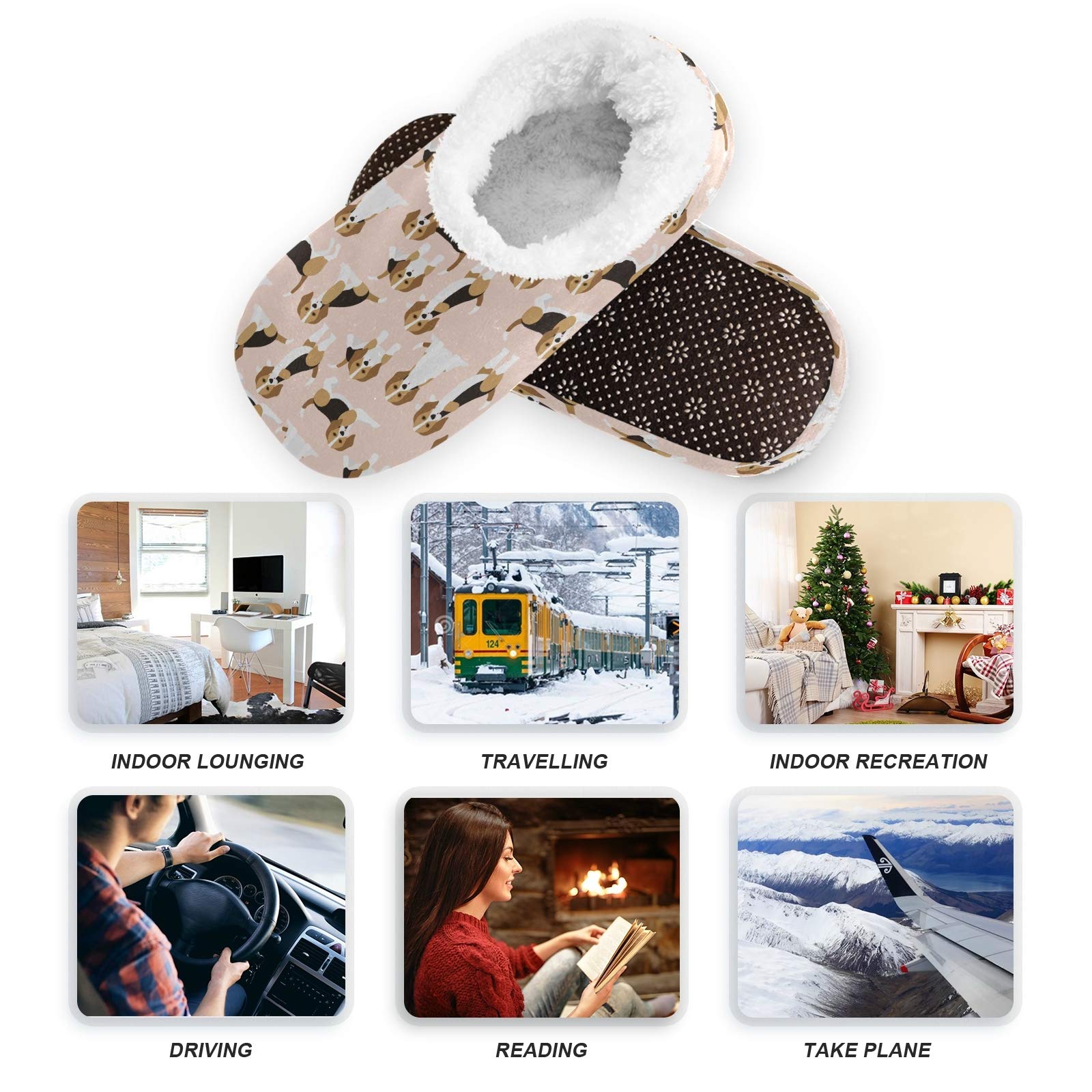 Warm Winter House Slippers for Women & Men - Non-Slip Cozy Fleece Indoor Slippers with Cute Teeth Design - Perfect for Home, Office & Relaxation