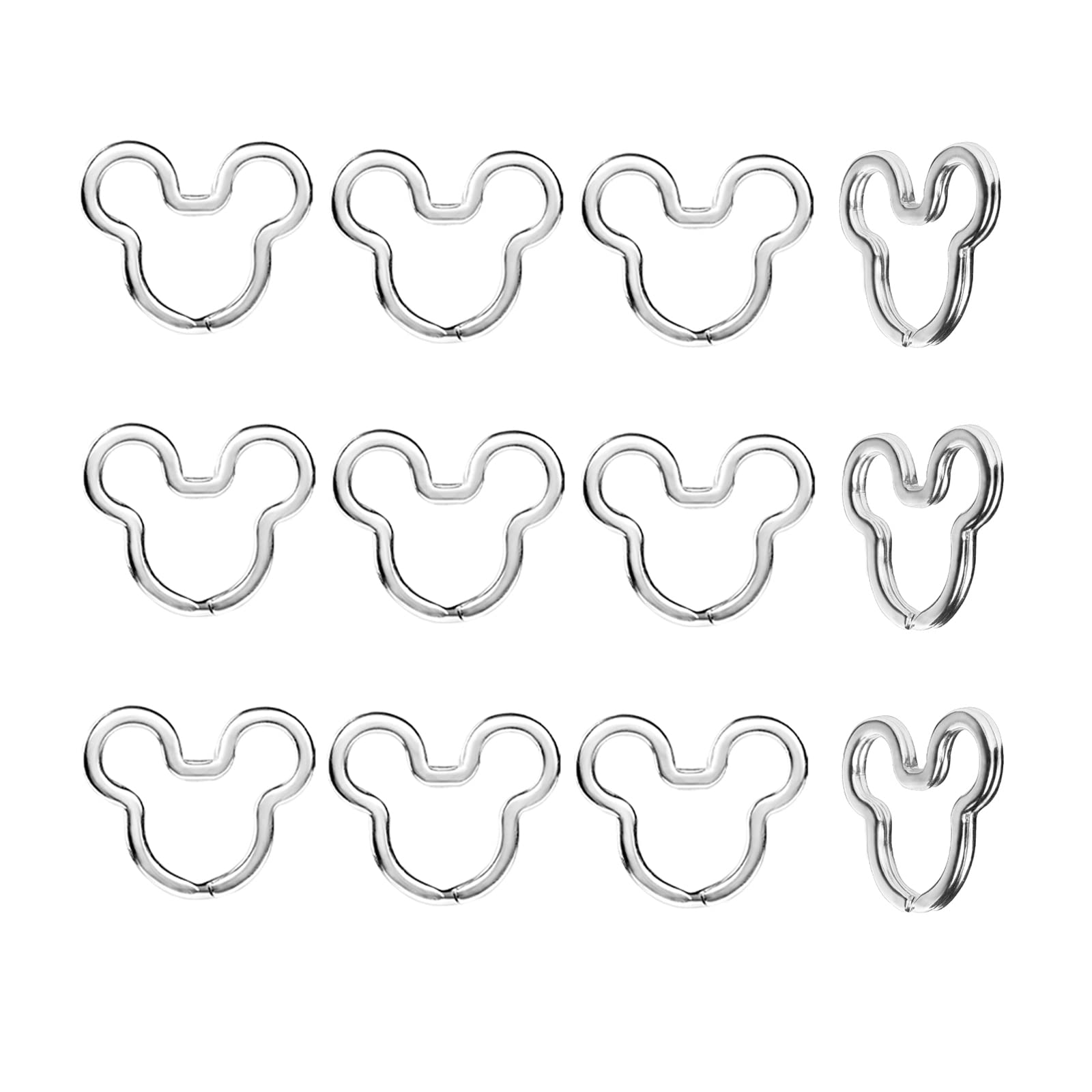 12pcs Silver Mouse Keychains - Creative Metal Key Rings for Home, Car & Office Organization