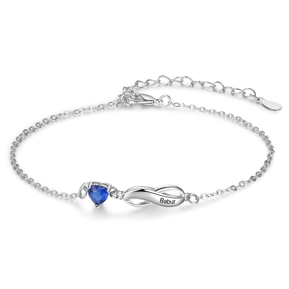 Personalized Birthstone Bracelet for Women - Custom Engraved 1-7 Names Mother's Jewelry - Thoughtful Gift for Mom, Grandma, Wife - Perfect for Mother's Day, Birthday, Anniversary & Special Occasions