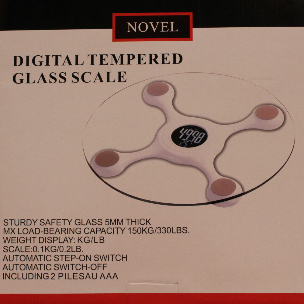 NOVEL Round Digital Glass Scale NOV 1021 - Precise Kitchen & Bathroom Weight Measurement for Cooking, Baking & Jewelry Making