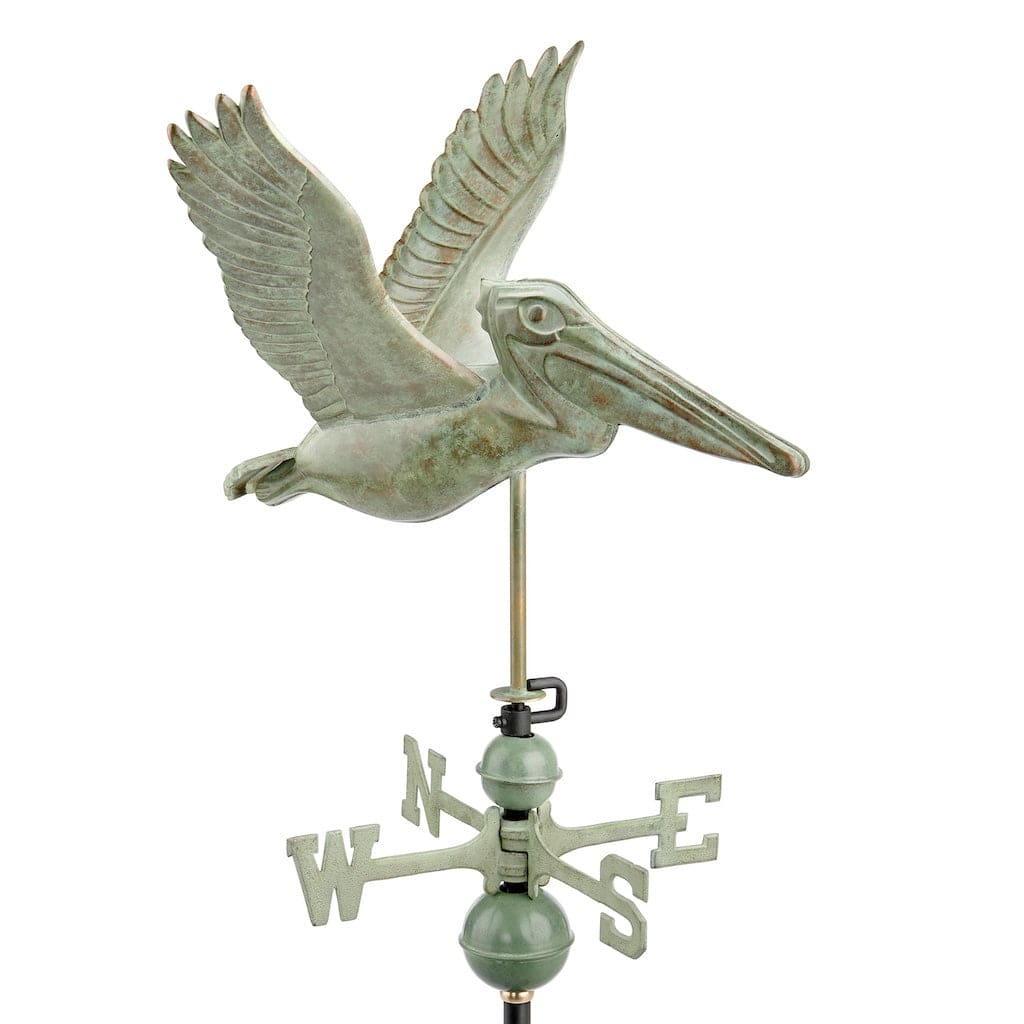 Good Directions Pelican Weathervane in Blue Verde Copper - Handcrafted Outdoor Garden Decor for Coastal & Nautical Themed Homes