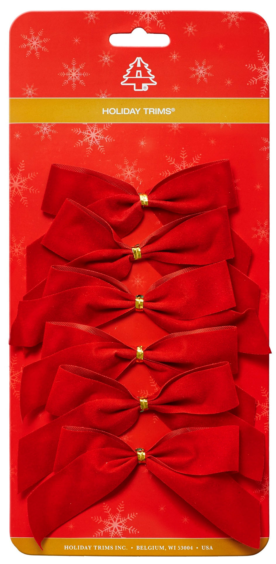 6 Pack Mini Red Velvet Christmas Bows - 3.5 Inch 2 Loop Holiday Gift Wrapping Decorations for Presents, Tree Ornaments & Party Decor
