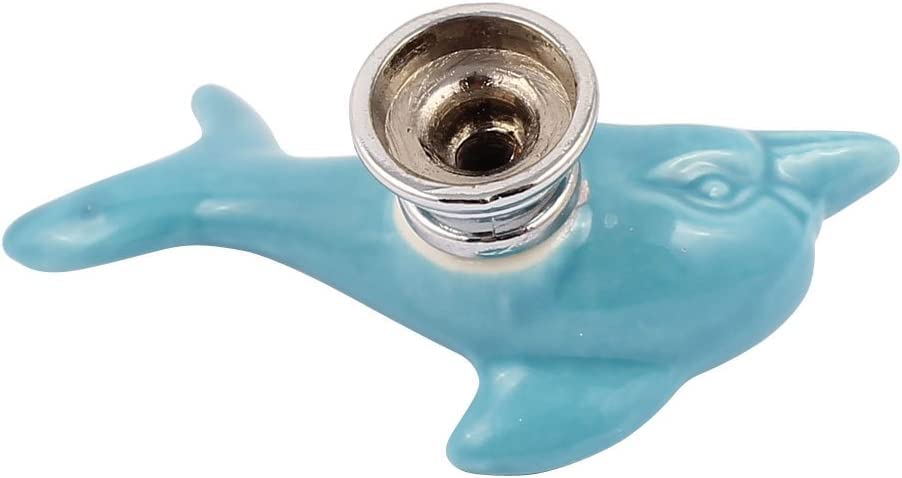 Dolphin Shaped Ceramic Cabinet Handles - Blue Drawer & Wardrobe Door Pulls (2 Pack) - Perfect for Kitchen, Bathroom & Bedroom Furniture Upgrades