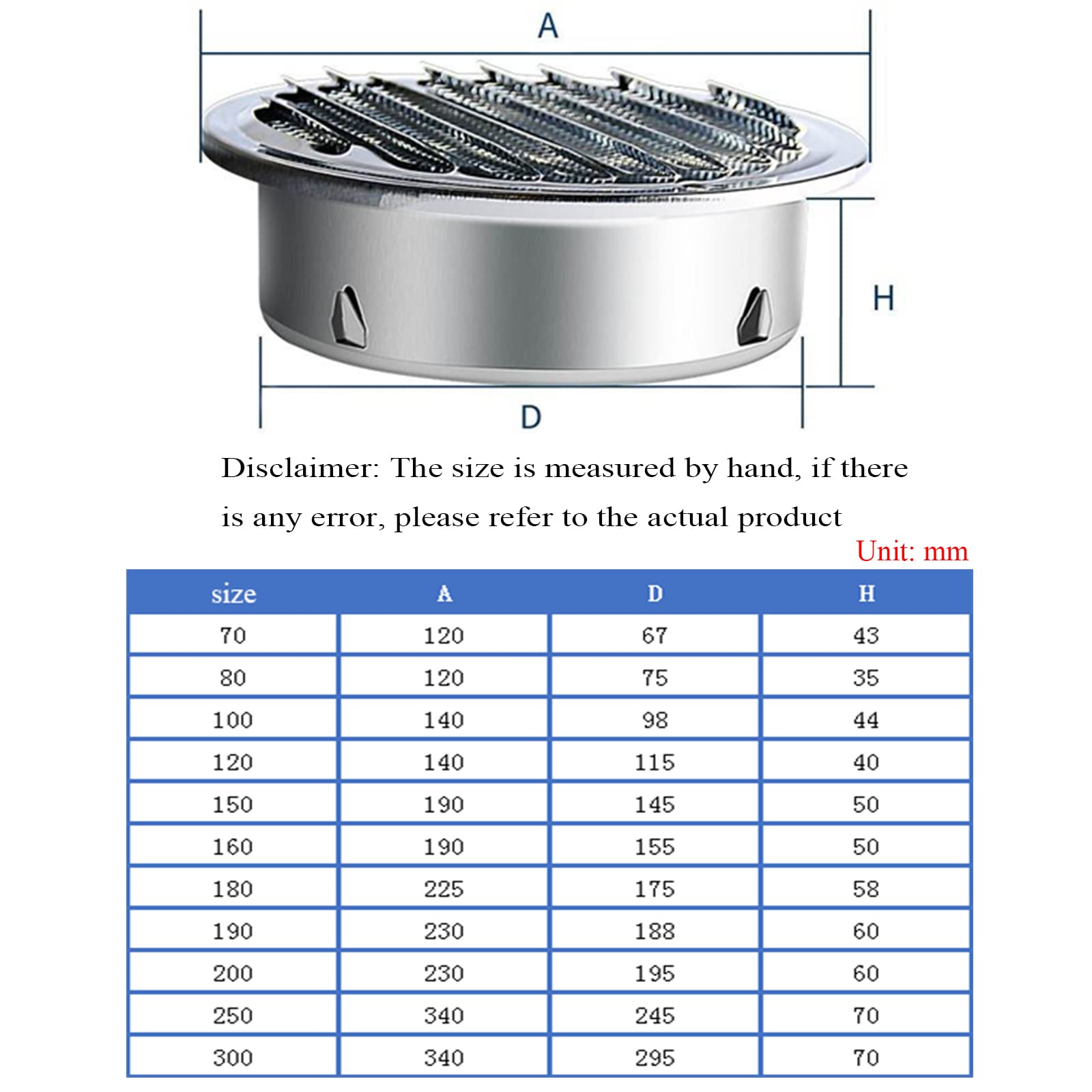 Stainless Steel Round Wall Air Vent - 100mm/3.94in HVAC Ducting Cover with Louver Grille for Kitchen, Bathroom & Basement Ventilation System