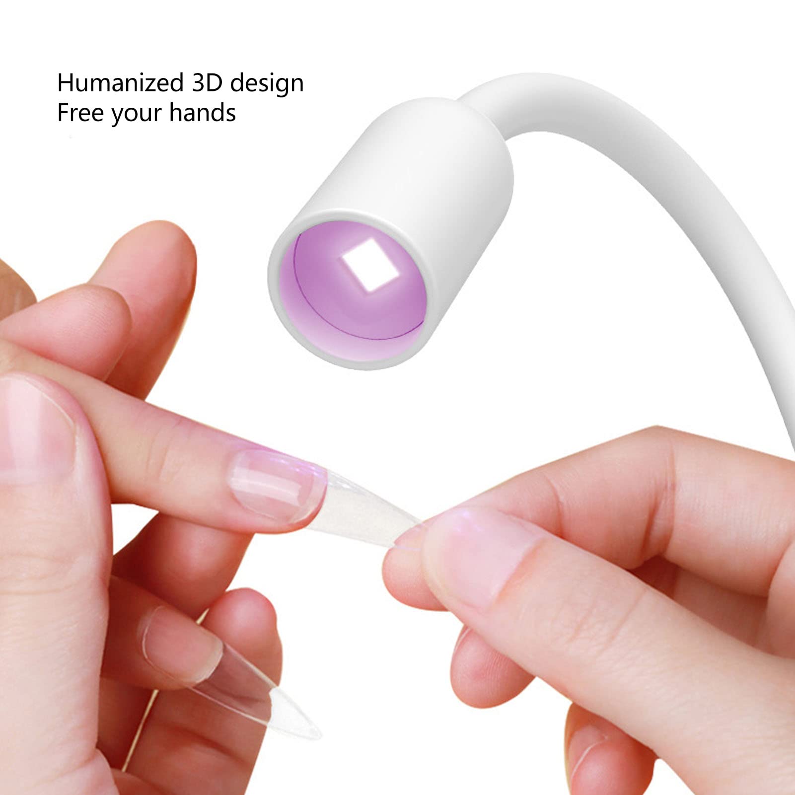 Professional Gooseneck UV Nail Lamp with 2 Speed Settings & Timer - ABS Light Chips, Tabletop Manicure Light with Charging Cable for Home & Salon Use (White) - Perfect for Gel Polish Curing, Nail Art, and Professional Manicures